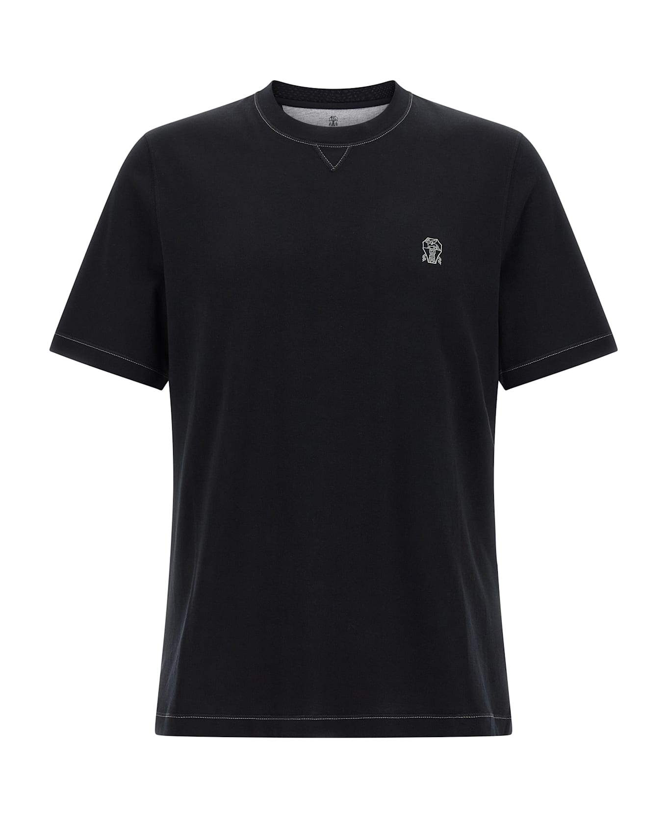 Brunello Cucinelli Logo Embroidery T-shirt - Black  