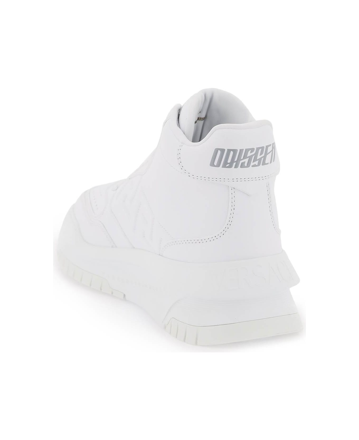 Versace 'greca Odissea' High Sneakers In White Calf Leather - OPTICAL WHITE (White)