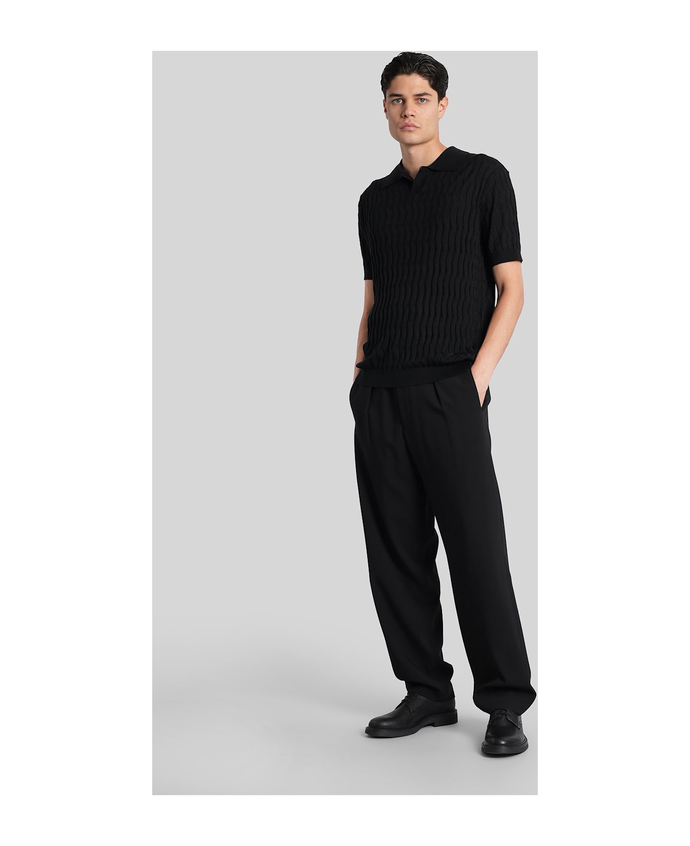 Emporio Armani Polo In Black Acrylic - black
