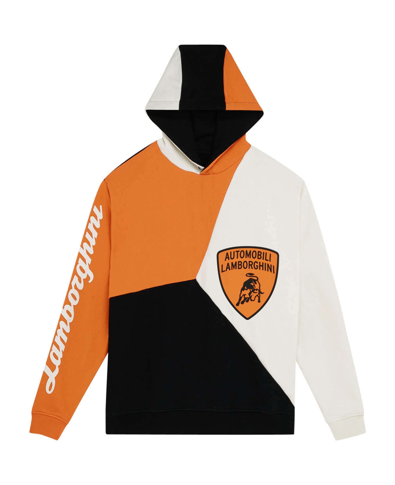 Automobili Lamborghini Loose Fit Isi White Colour Block Sweatshirt - AVORIO