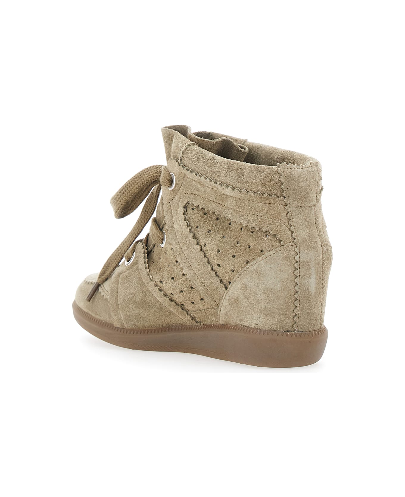 Isabel Marant 'bobby' Beige Sneakers With Perforated Details And Fornt Lace-up Closure In Leather Woman - Beige