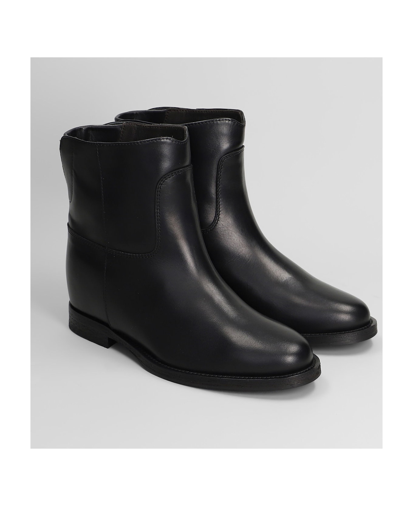 Via Roma 15 Ankle Boots Inside Wedge In Black Leather - black ブーツ