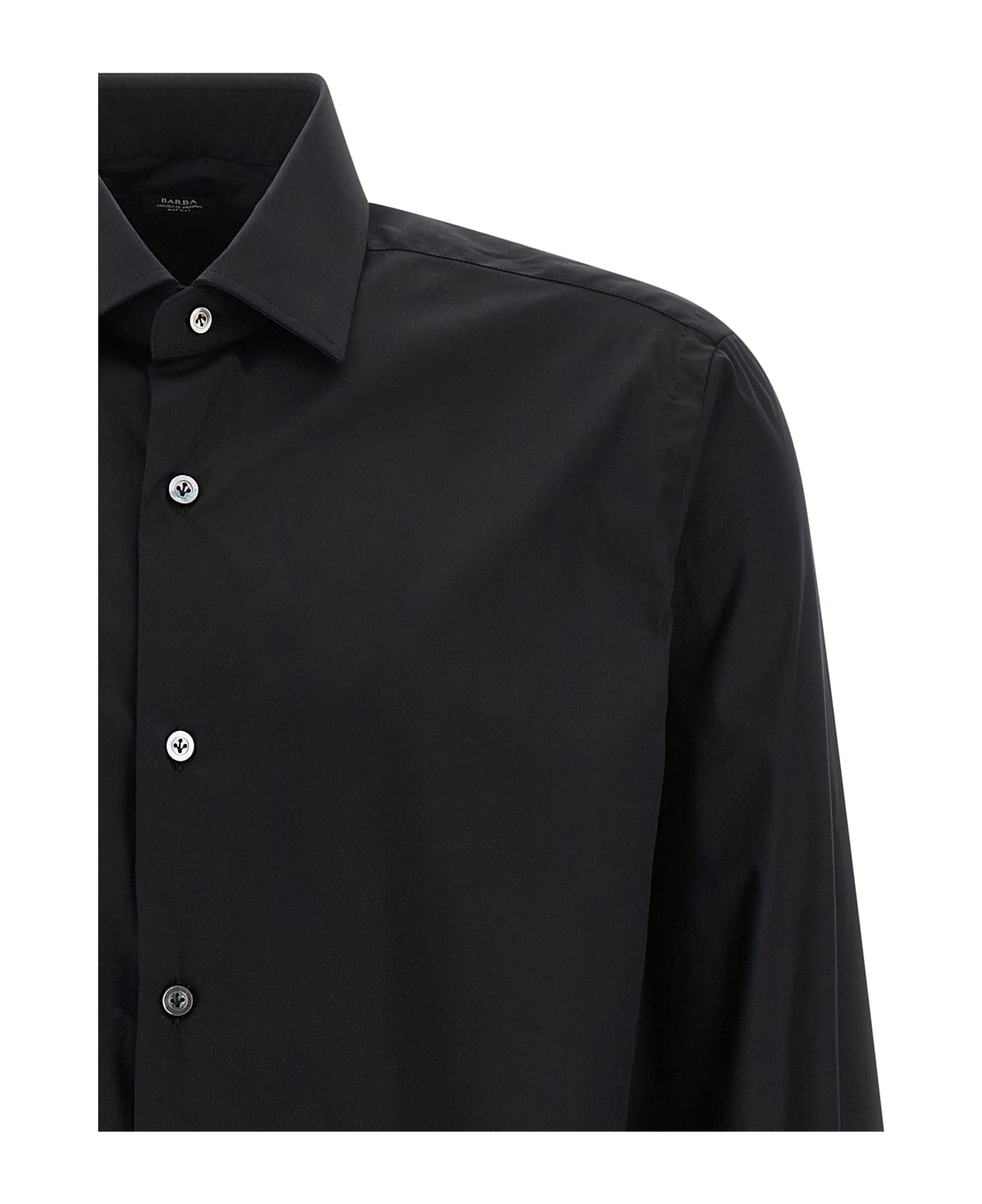 Barba Napoli Stretch Cotton Shirt - Black  