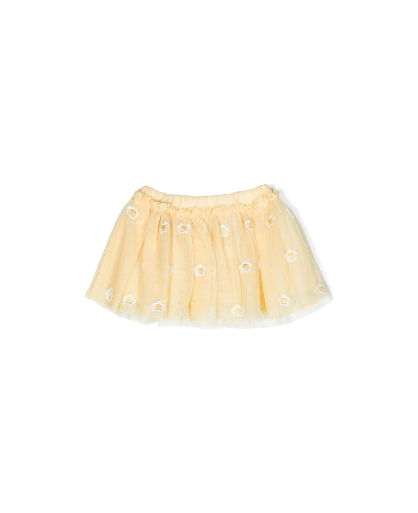 Stella McCartney Kids Yellow Mini-skirt With All-over Daisy Embroidery In Polyester Girl - Yellow