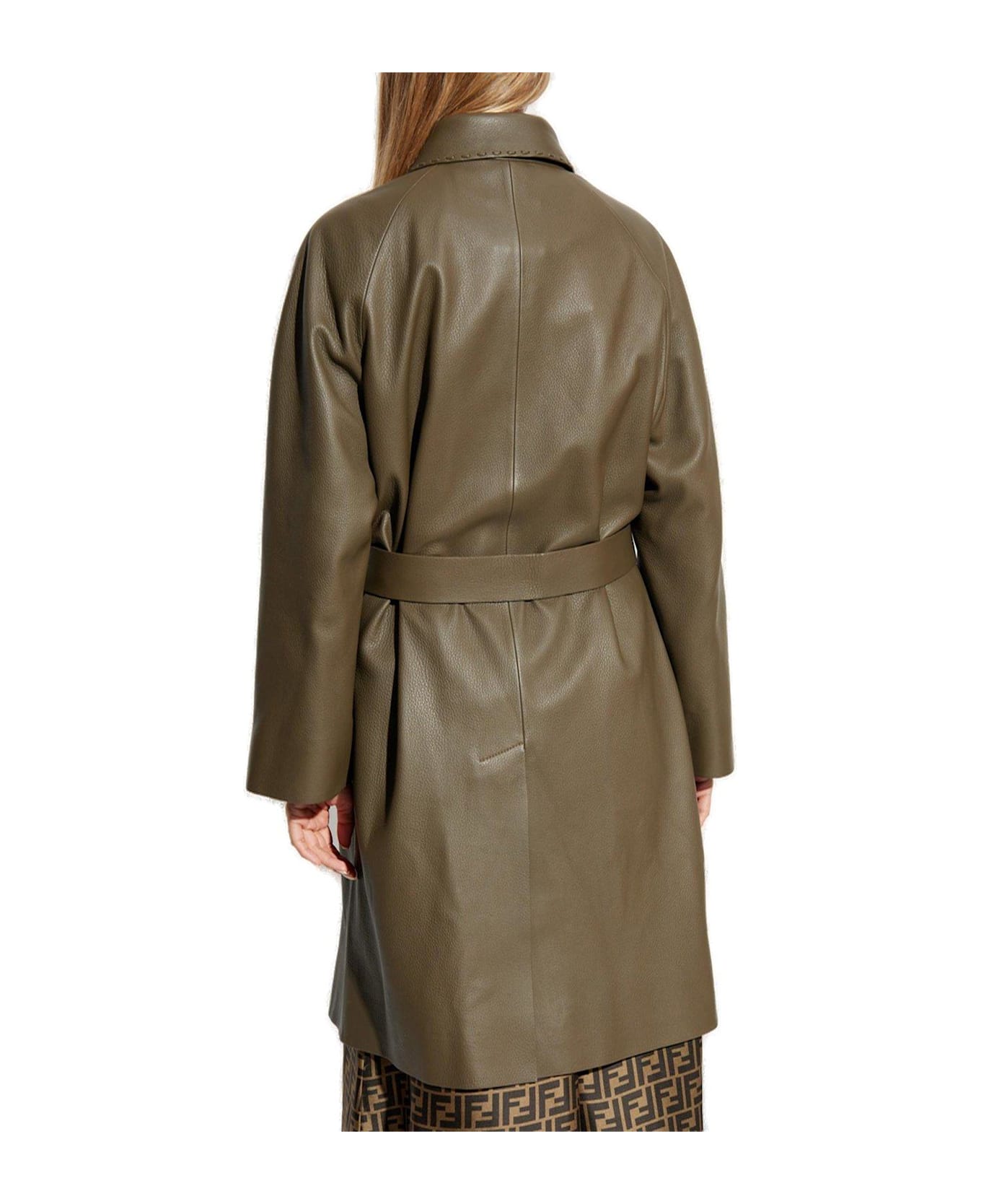 Fendi Leather Overcoat - WOOD