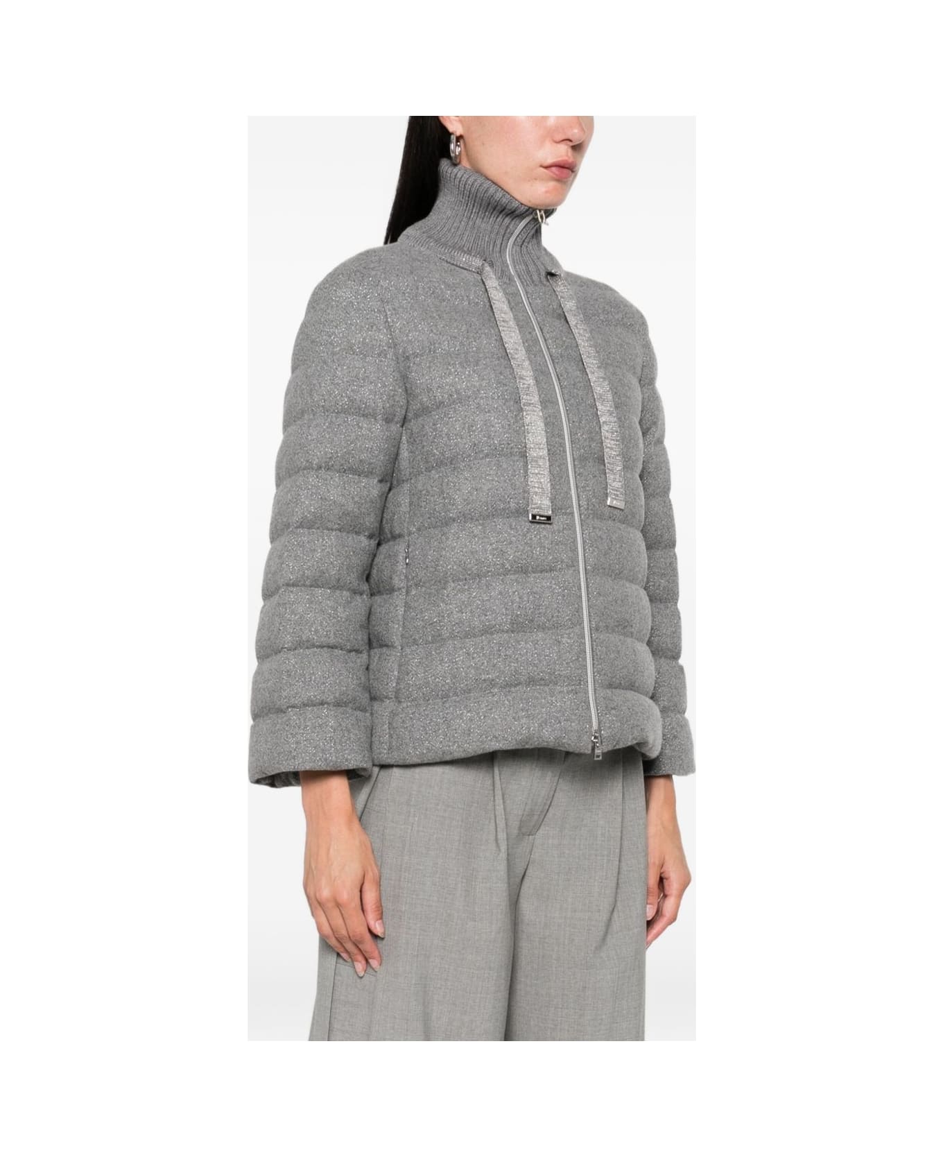 Herno Cashmere And Wool Padded Jacket - Light Grey
