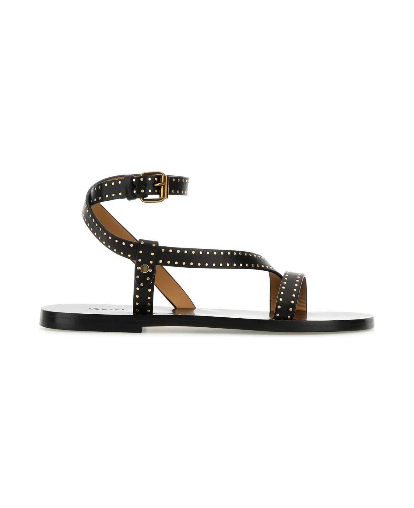 Isabel Marant Black Leather Jopee Sandals
