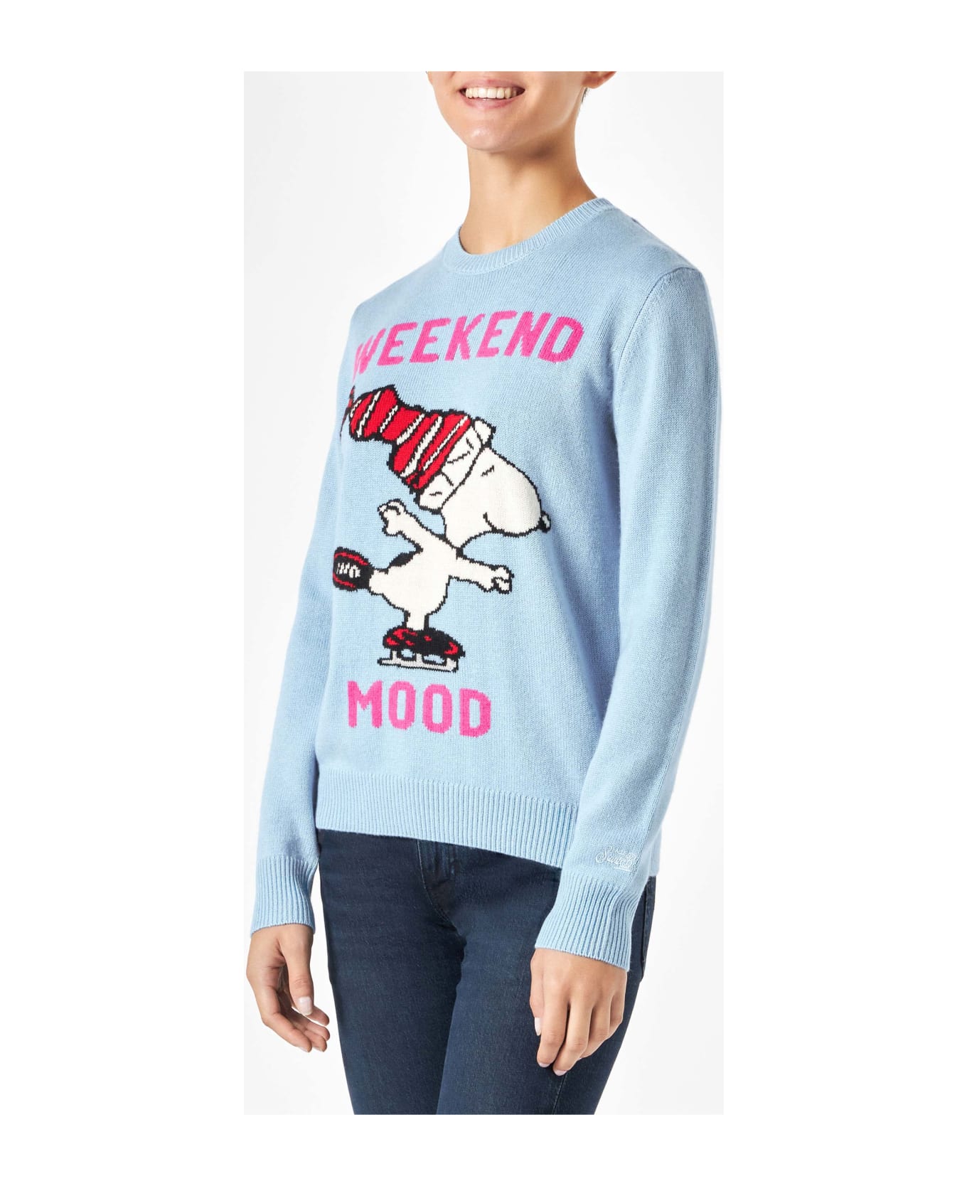 MC2 Saint Barth Woman Sweater With Snoopy Print | Peanuts Special Edition - SKY