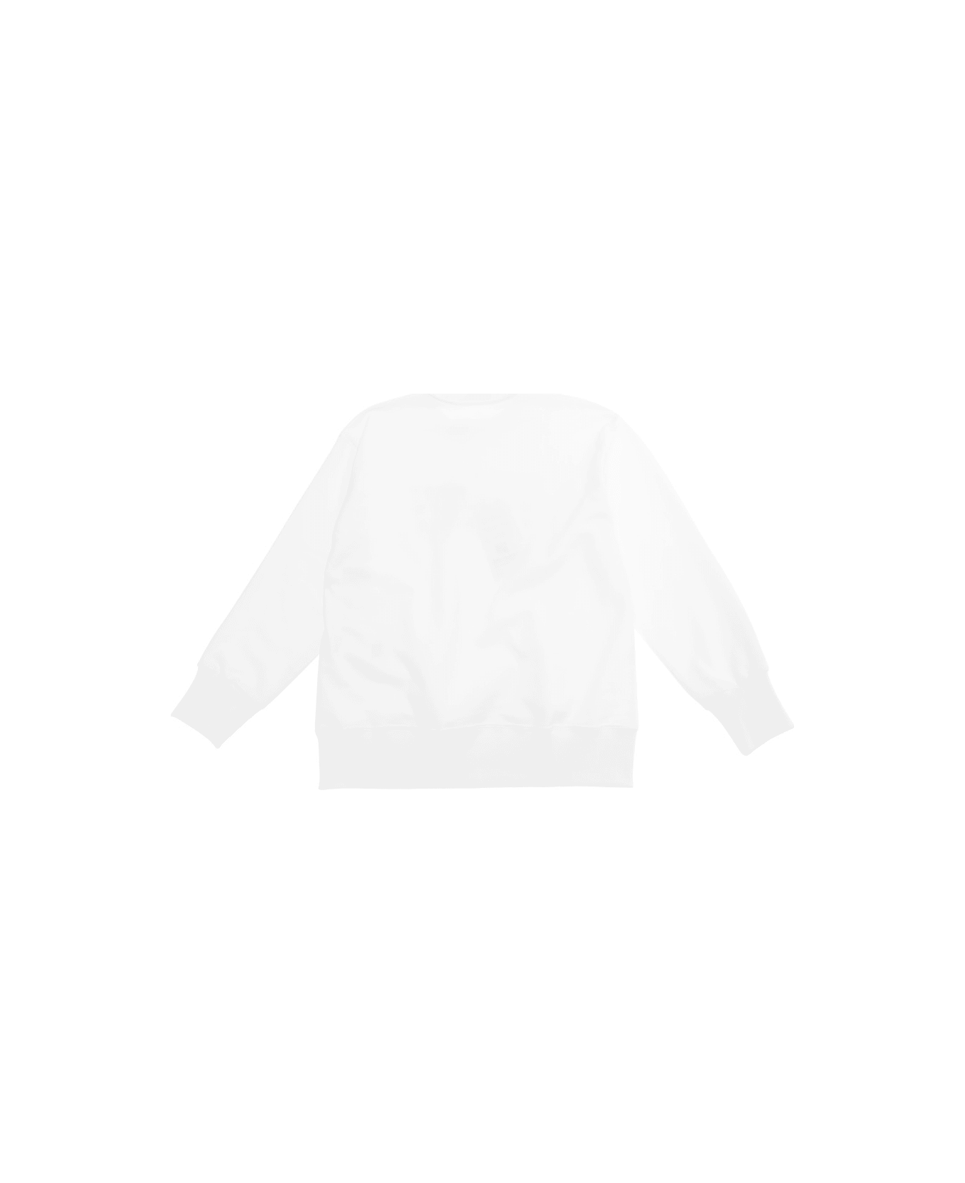 MM6 Maison Margiela White Crewneck Sweatshirt With Front Logo Print In Cotton Boy - White