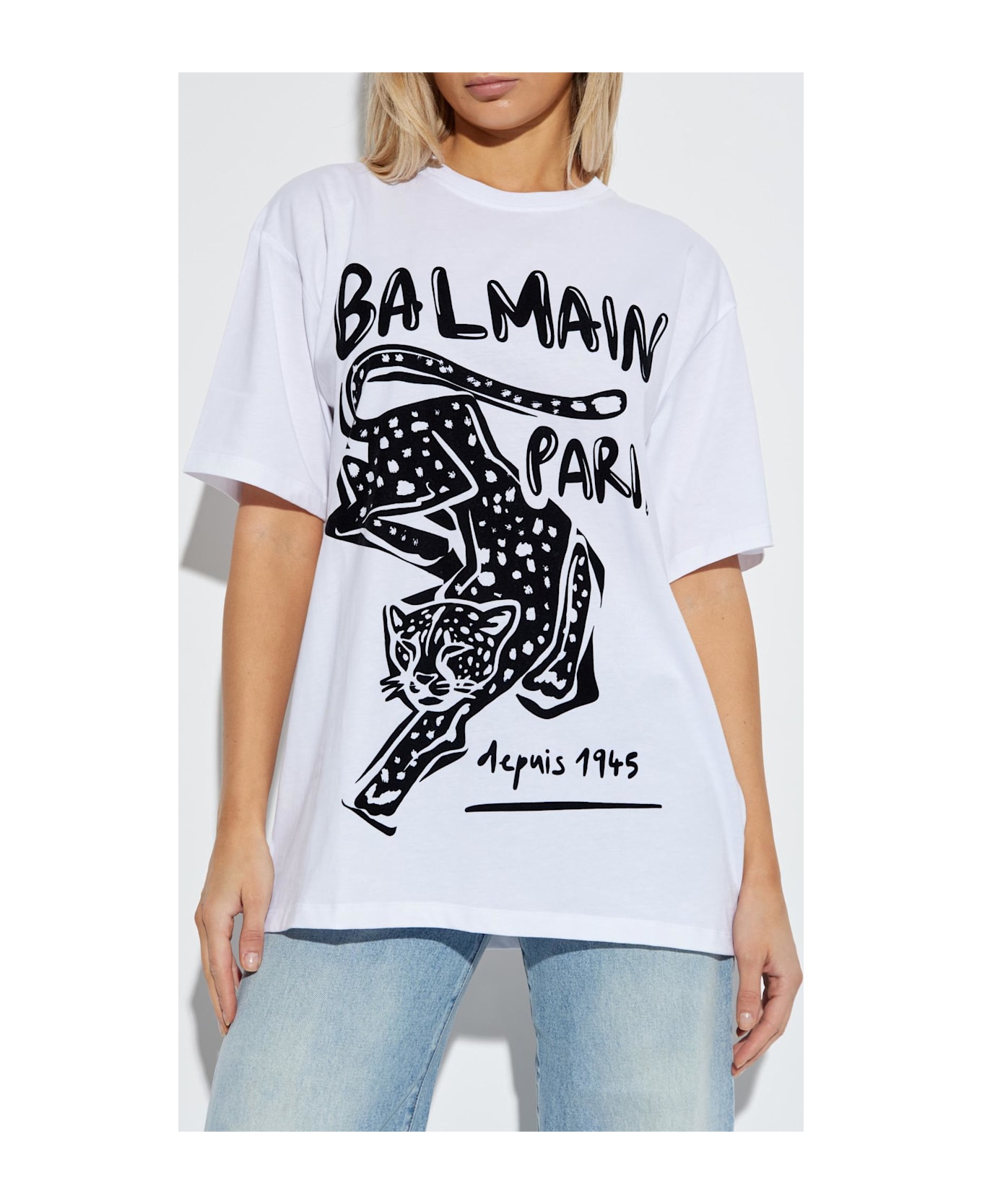 Balmain T-shirt With A Velvet-finish Print - White