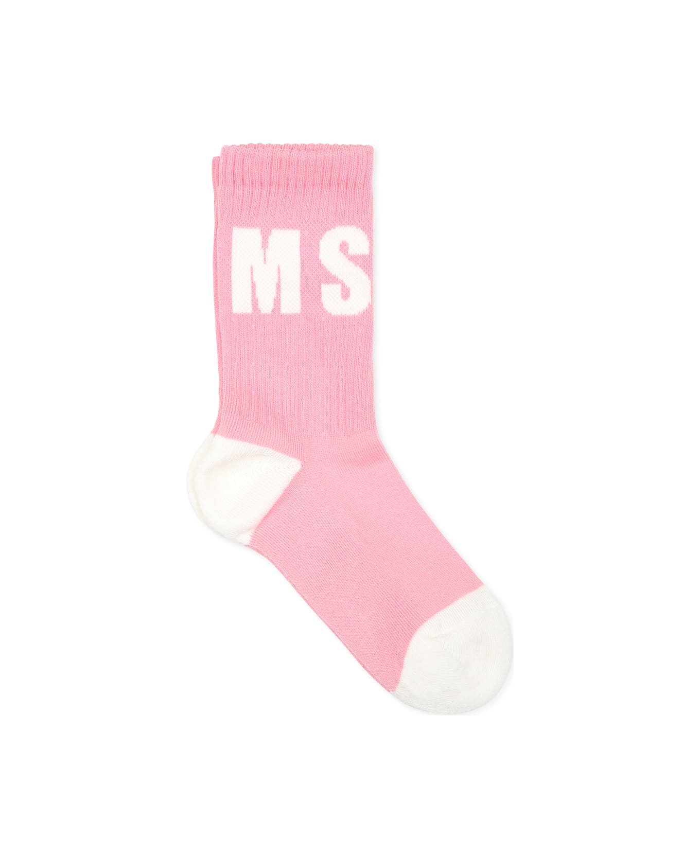 MSGM Pink Socks For Girl With Logo - Pink