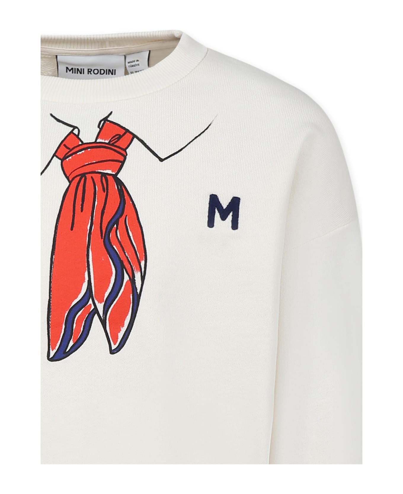 Mini Rodini Ivory Sweatshirt For Kids With Scarf Print - Ivory