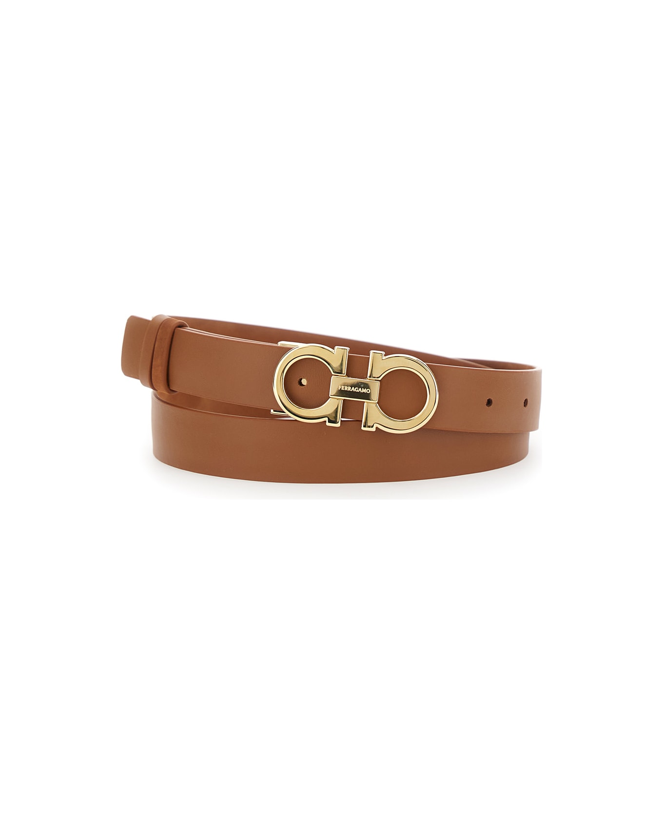 Ferragamo Brown Belt With Gancini Buckle In Suede Woman - Brown