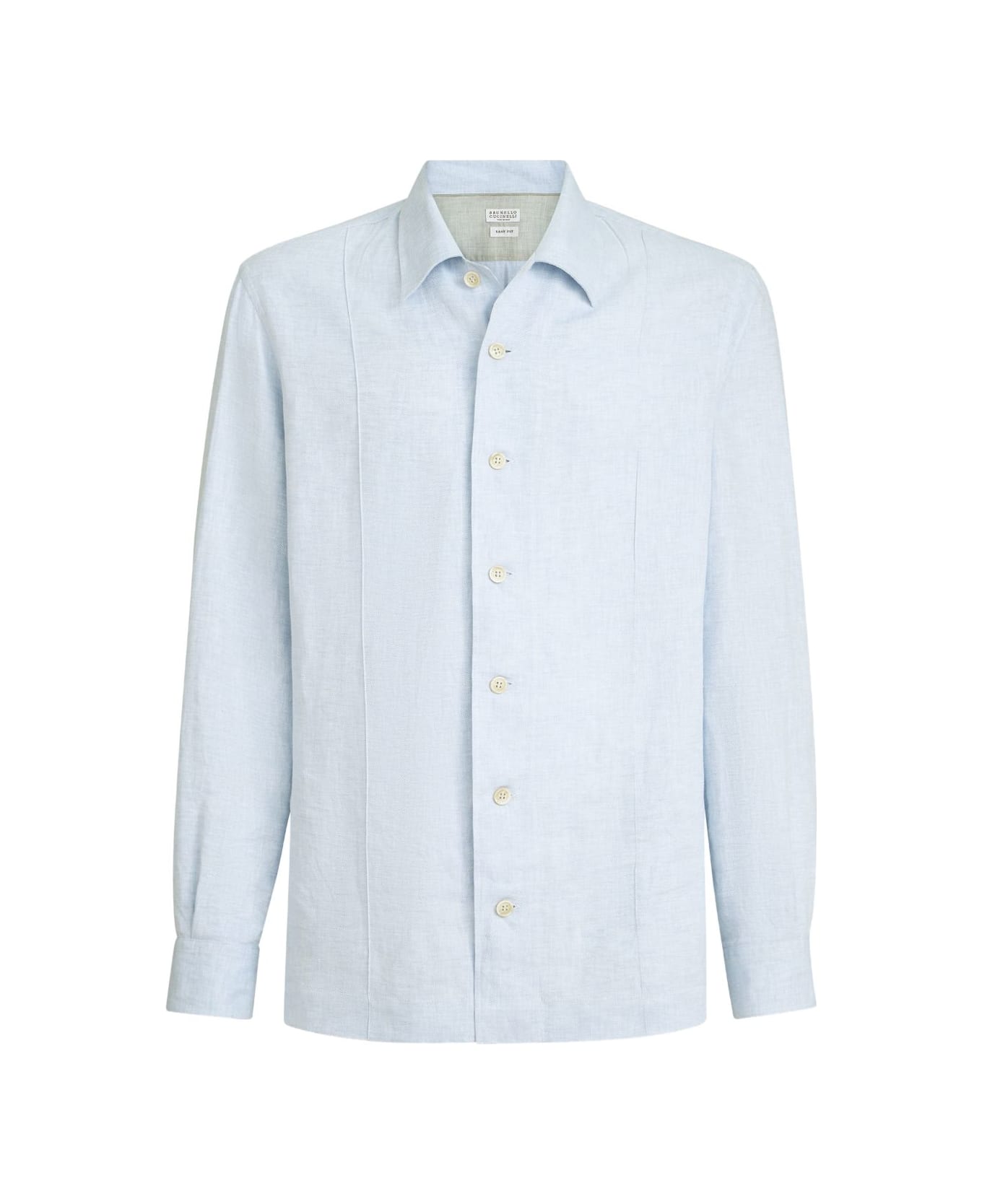 Brunello Cucinelli Linen And Cotton Blend Shirt - Clear Blue