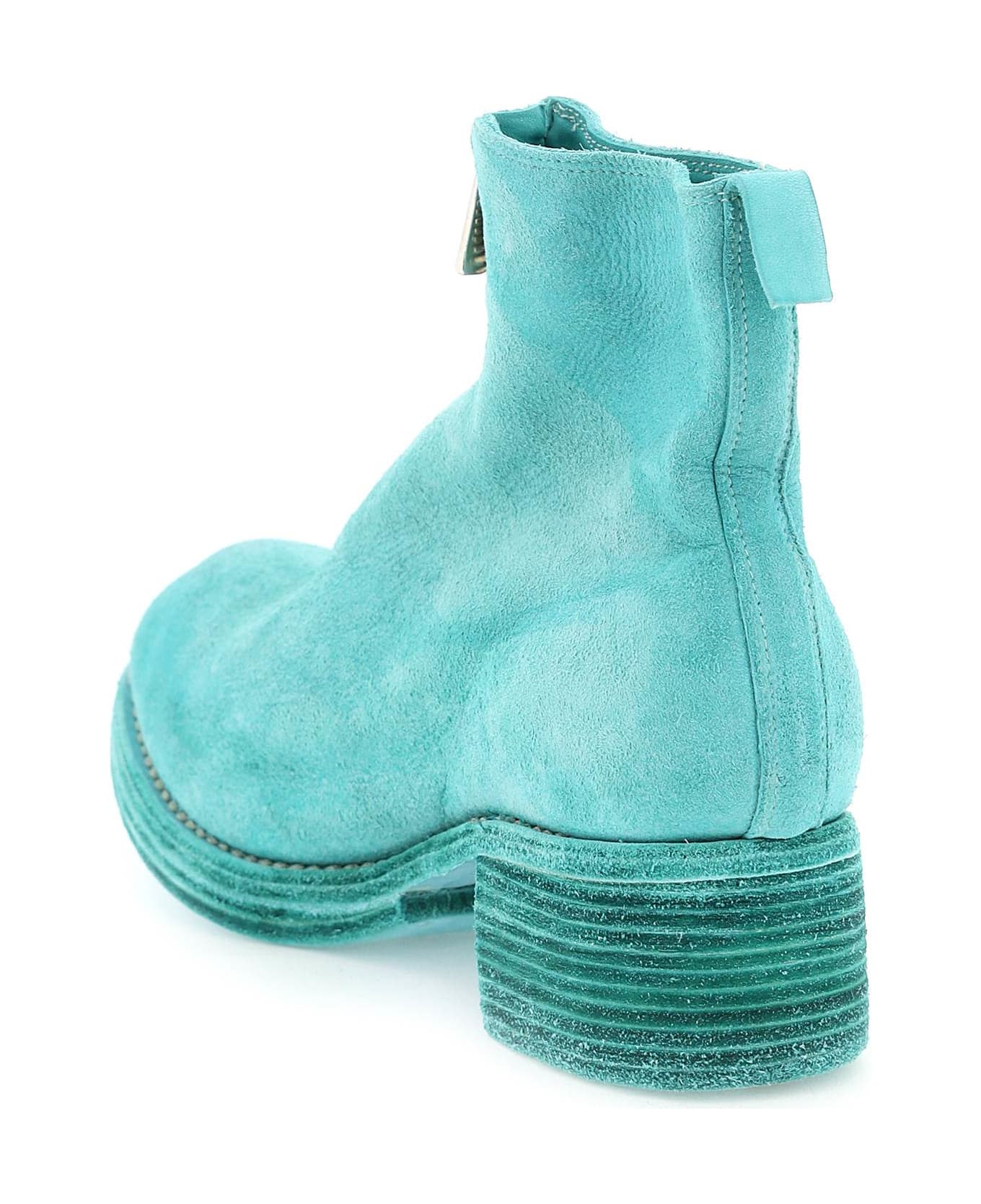 Guidi Zippered Suede Ankle Boots - GREEN (Green)