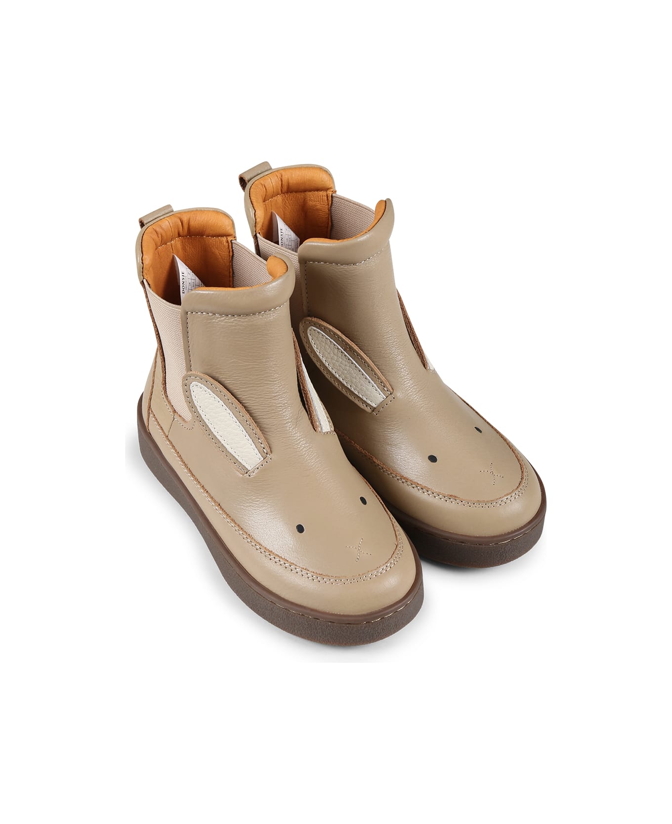 Donsje Beige Ankle Boots For Kids With Rabbit - Beige