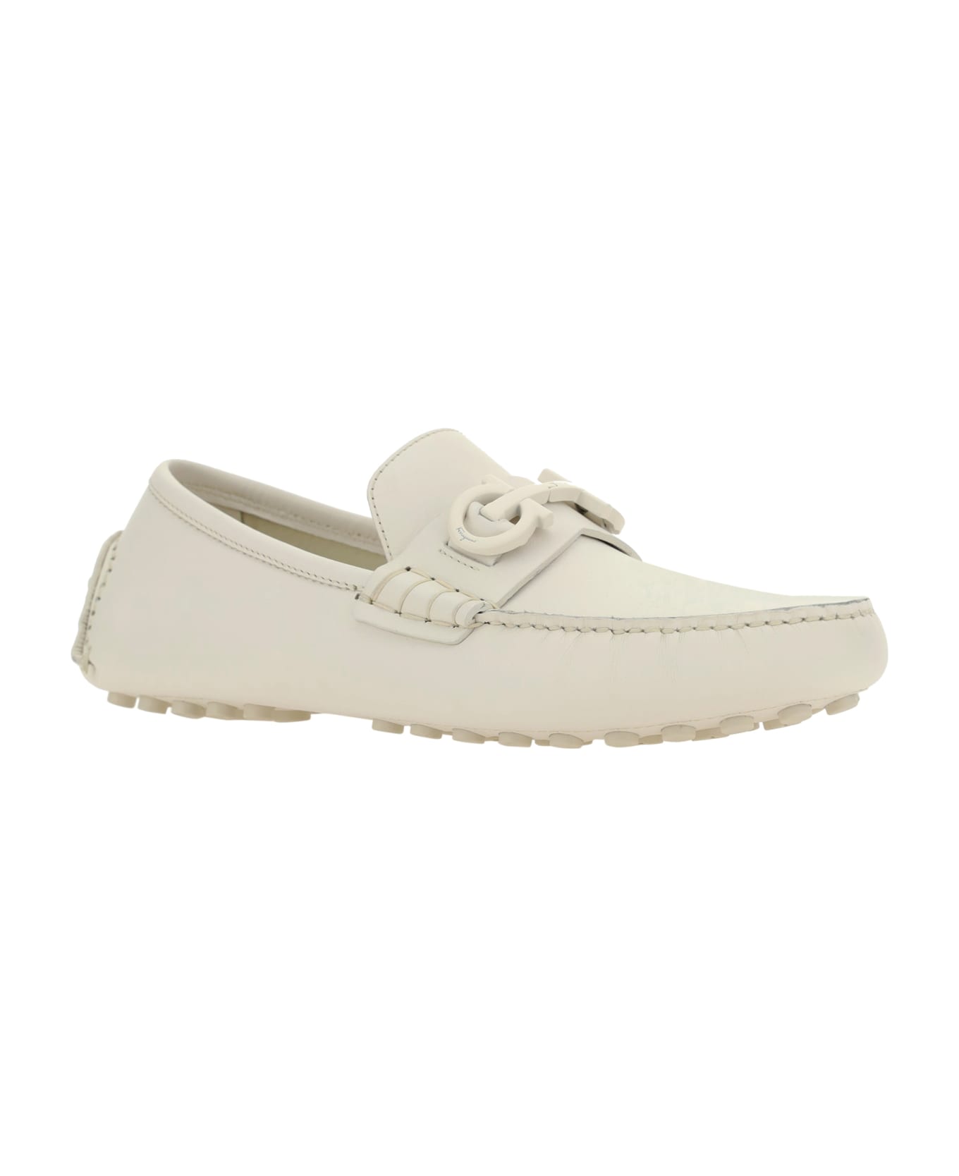 Ferragamo White Leather Loafers - White