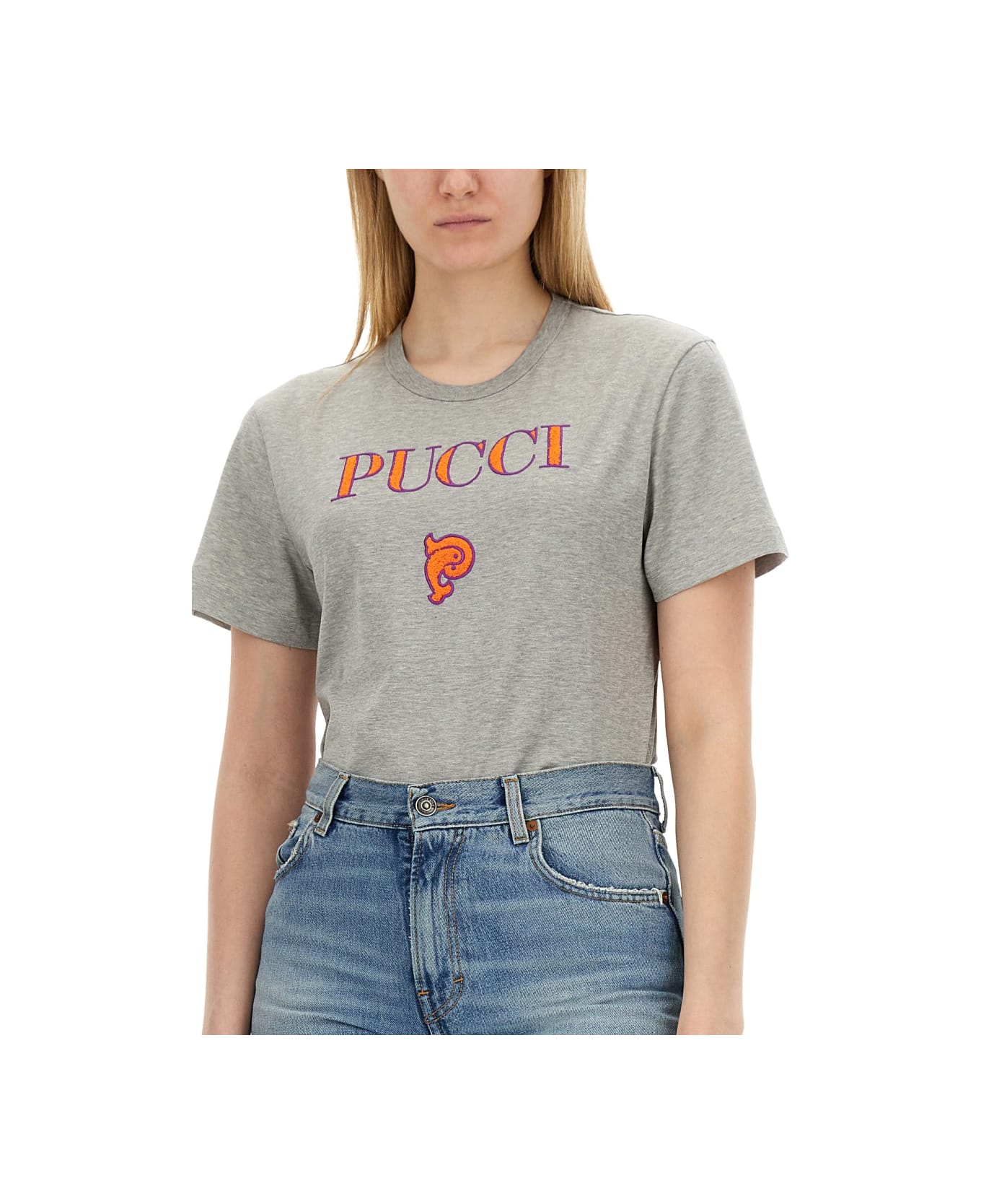 Pucci T-shirt With Logo - GREY
