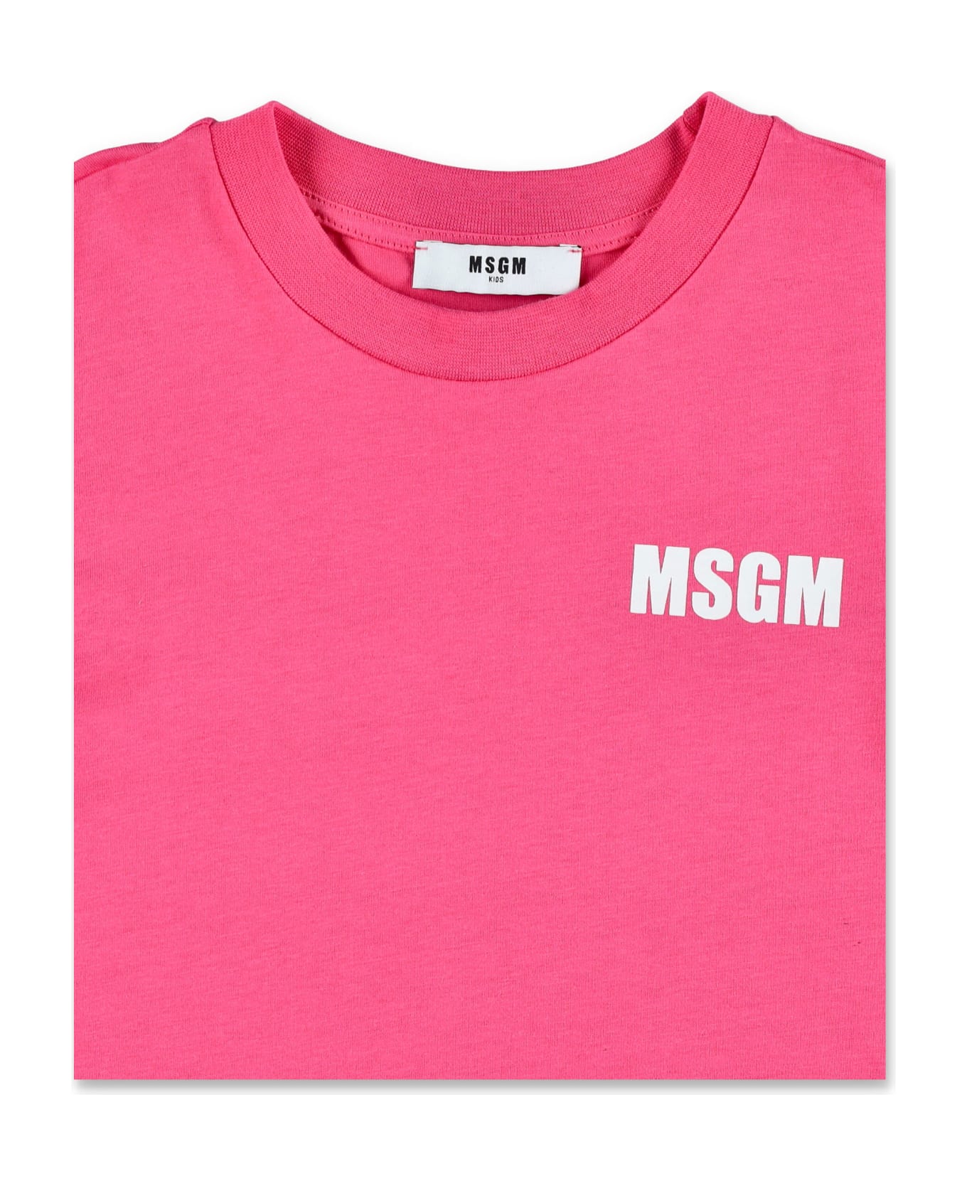 MSGM Logo Cropped T-shirt - FUCSIA/FUCHSIA