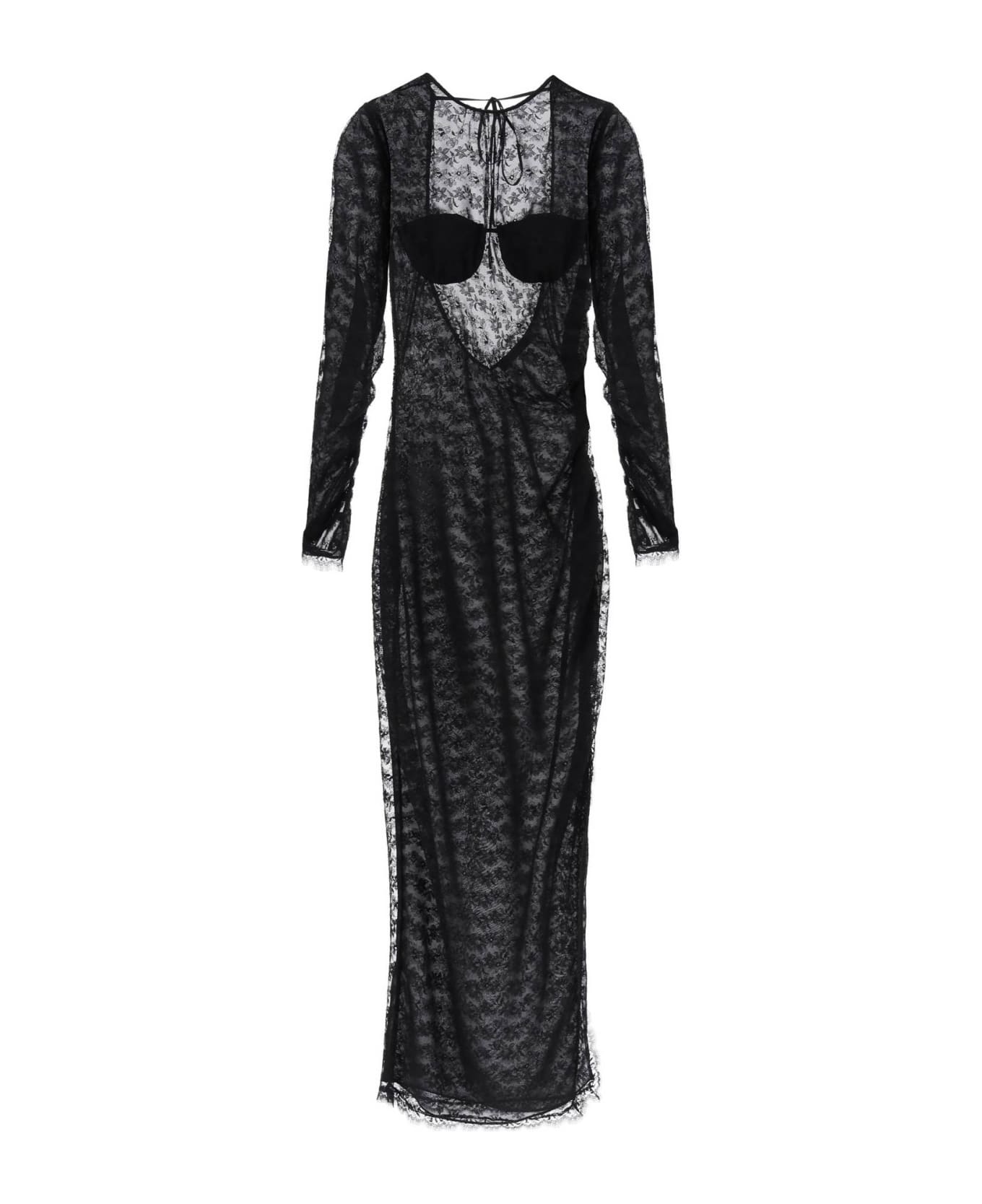 Alessandra Rich Long Lace Gown - BLACK (Black)