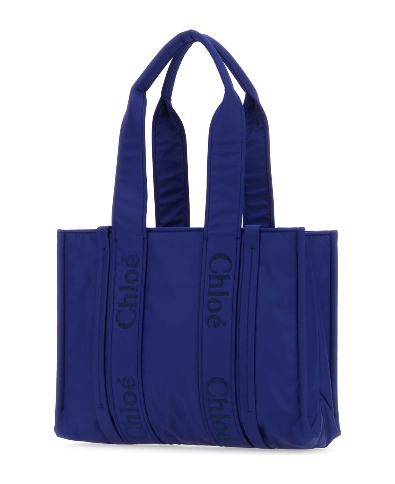 Chloé Electric Blue Nylon Medium Woody Shopping Bag - INTENSEINDIGO