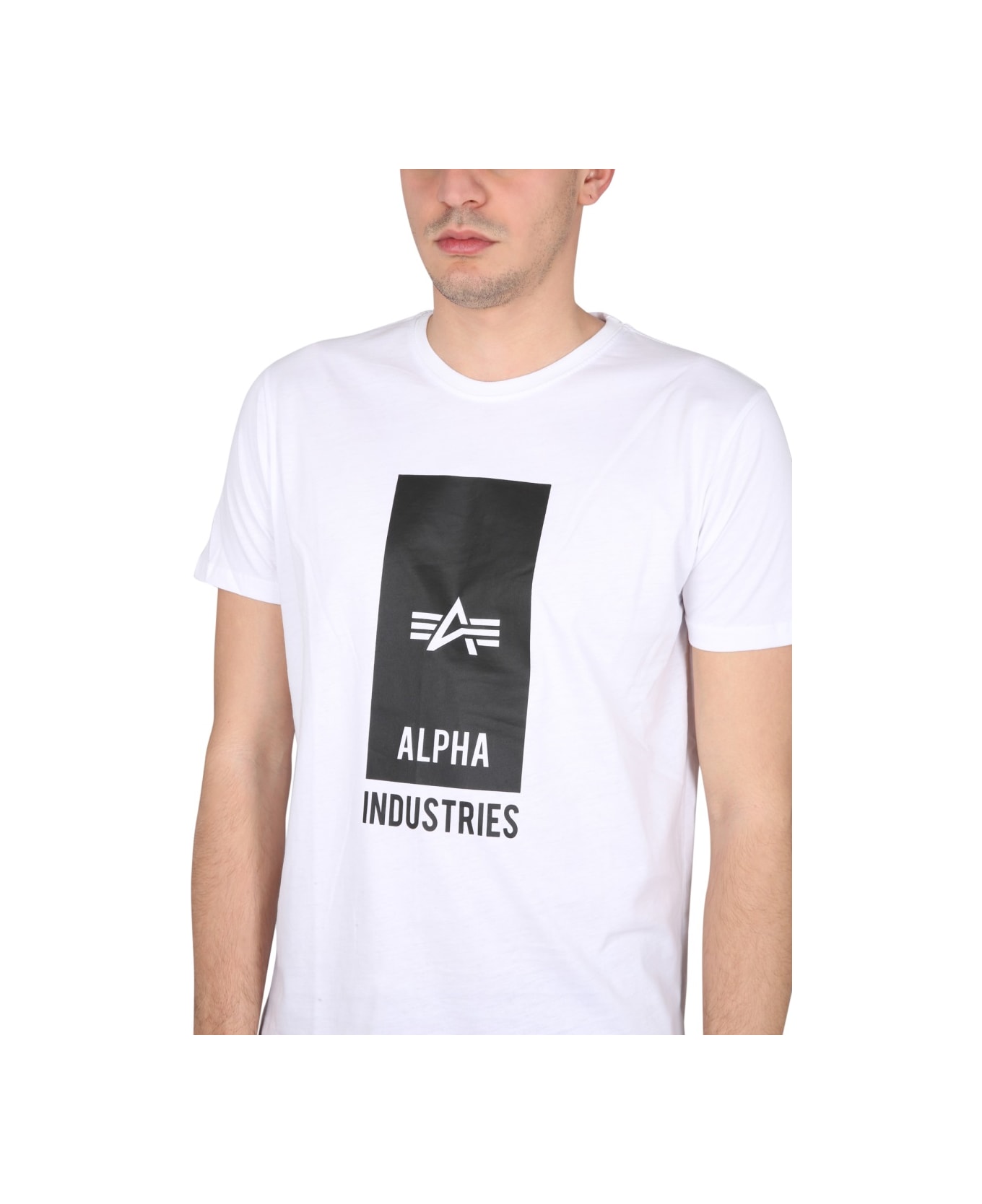 Alpha Industries Logo Print T-shirt - WHITE