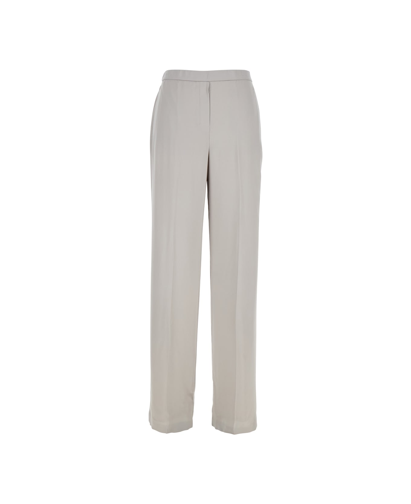 Theory Metallic Pants With Rear Elastic Waist And Wide Leg In Silk Woman - Silver