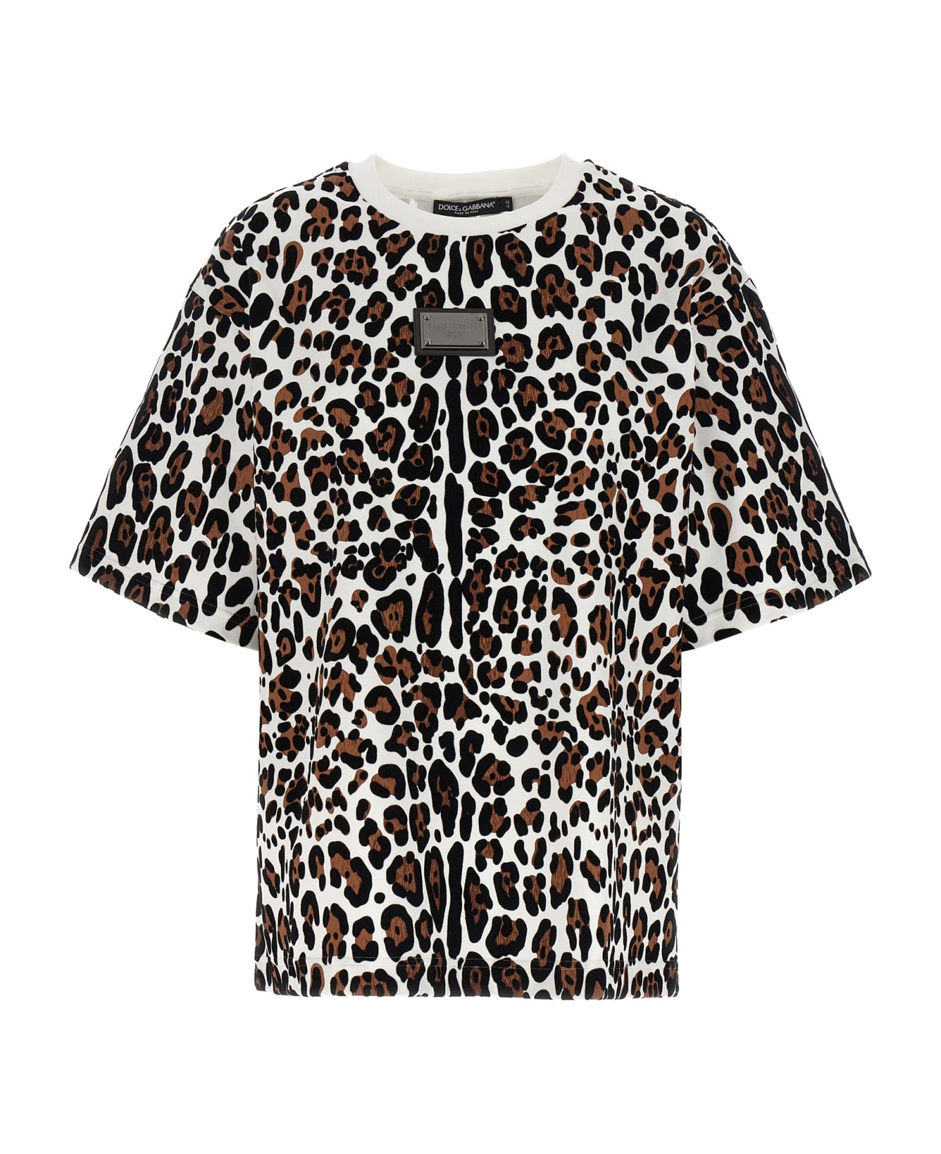 Dolce & Gabbana Animal Print Logo Plaque T-shirt - Multicolor Tシャツ