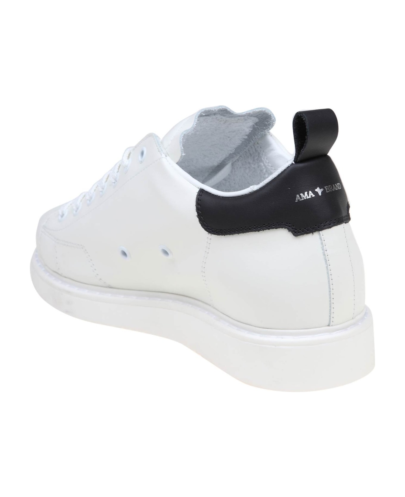 AMA-BRAND Black And White Leather Sneakers - white/black