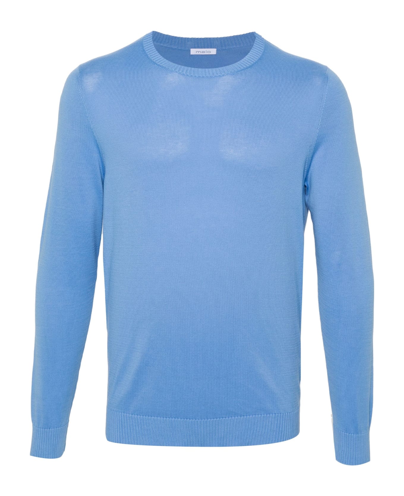 Malo Light Blue Crew-neck Sweater In Cotton - RIVIERA