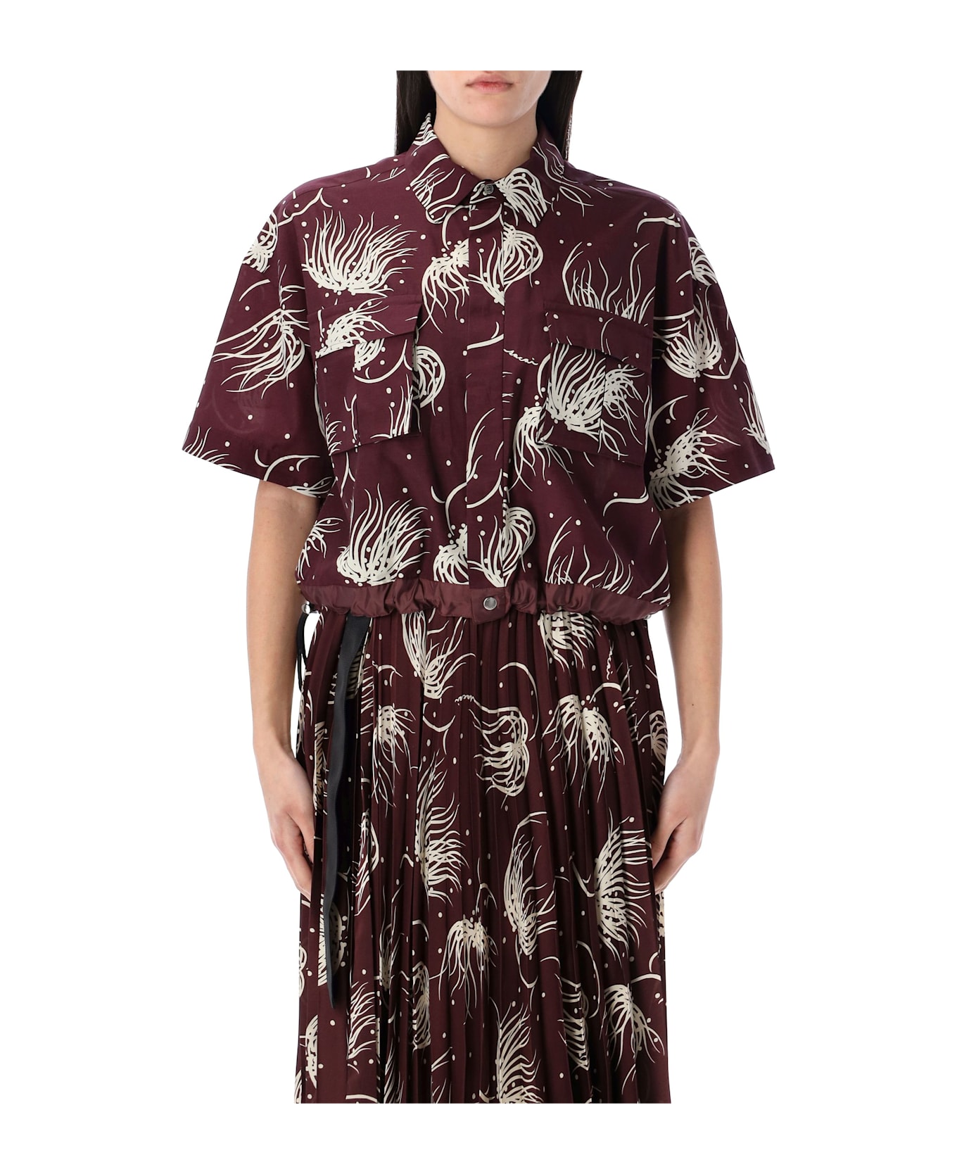 Sacai Printed Shirt - BURGUNDY シャツ