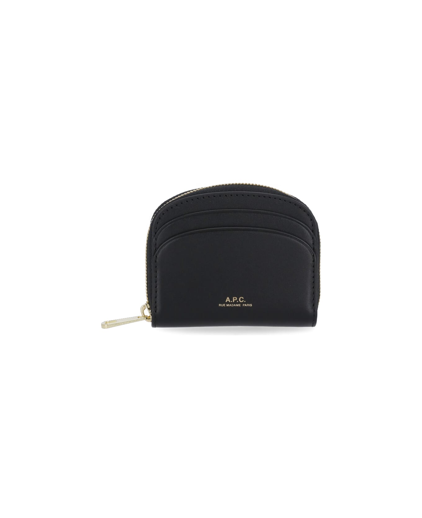 A.P.C. Demi Lune Mini Leather Wallet - Black