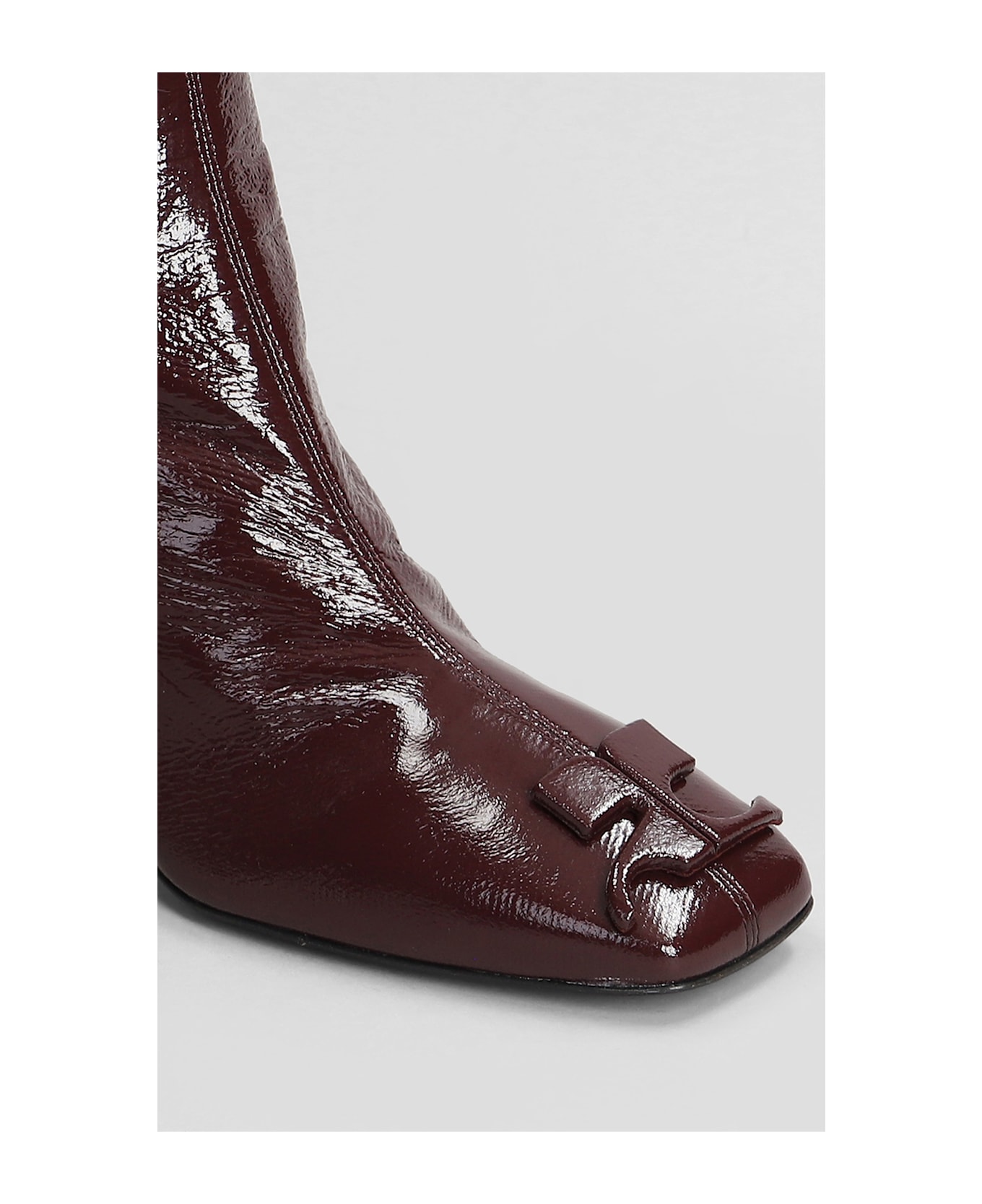 Courrèges Ankle Boots In Bordeaux Leather - bordeaux