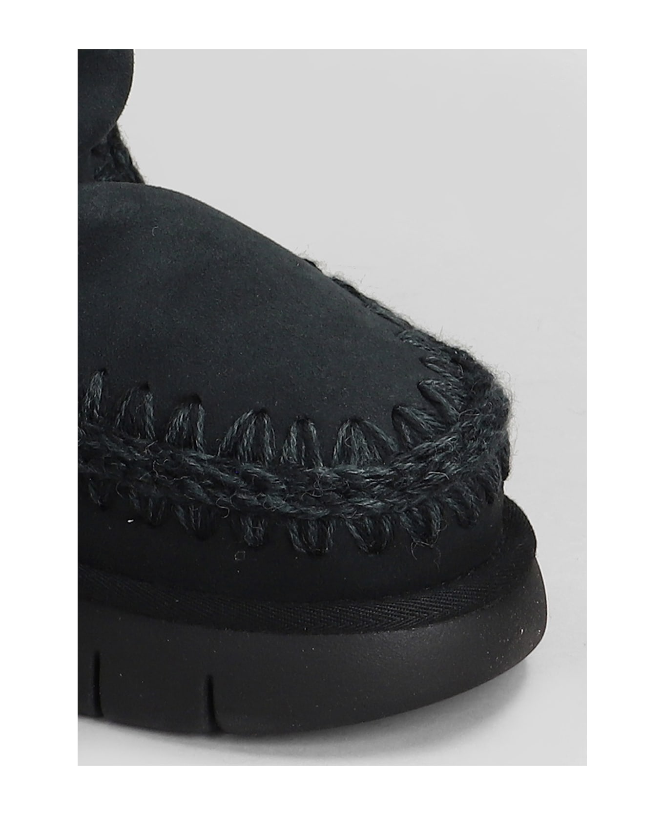 Mou Eskimo Bounce 40 Low Heels Boots In Black Suede - black