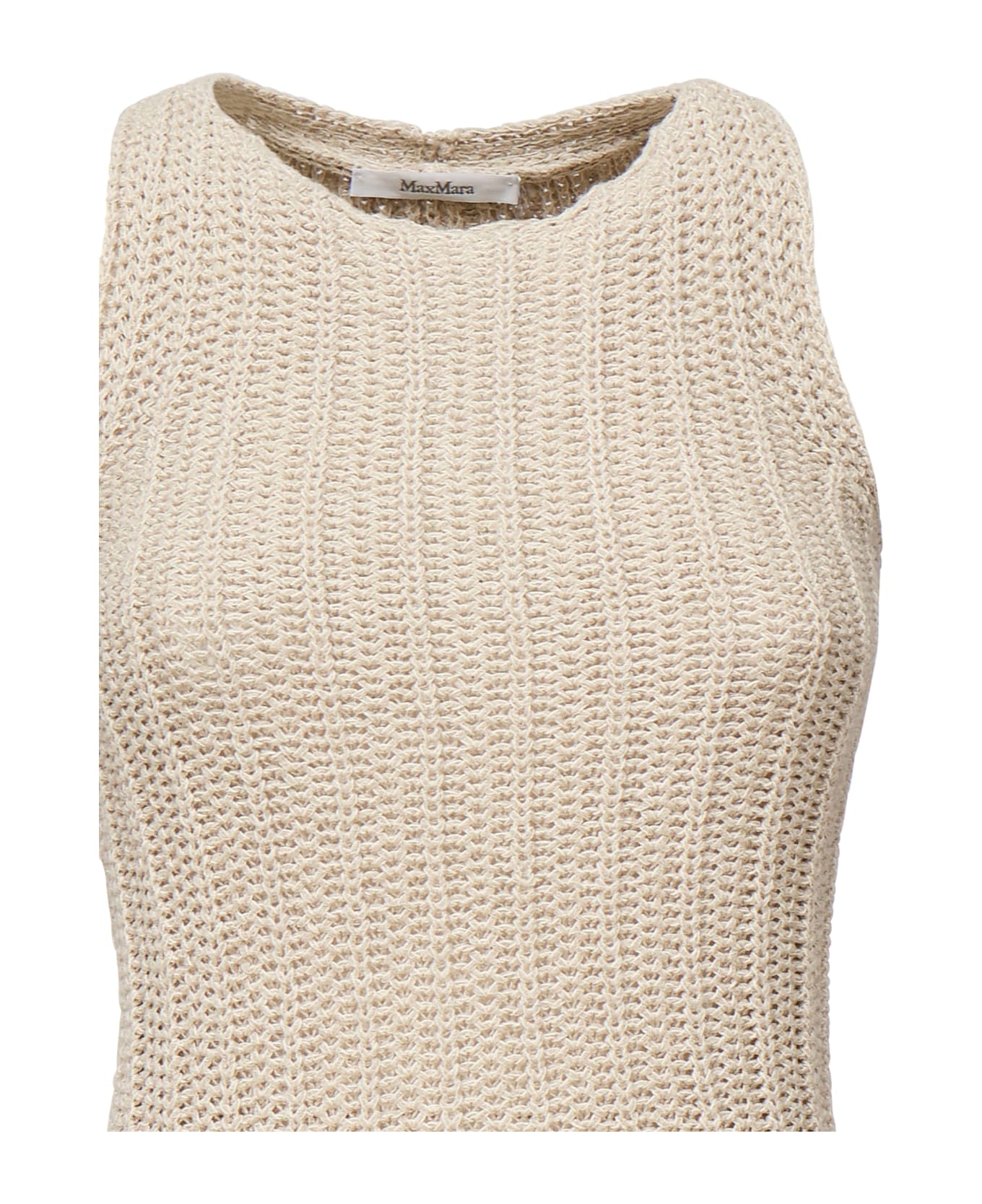 Max Mara Linen And Cotton Yarn Dress - Beige