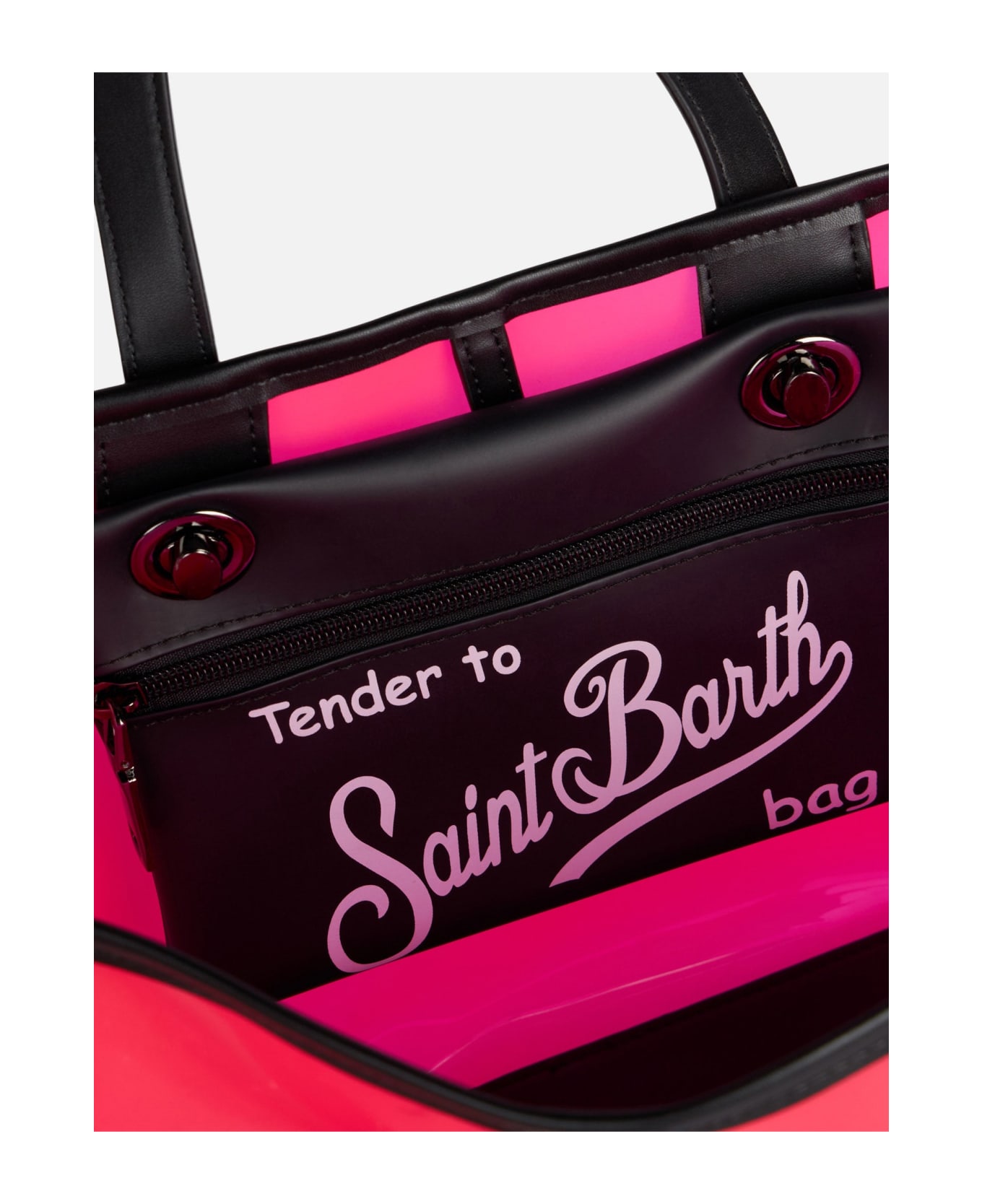 MC2 Saint Barth Pink Transparent Pvc Beach Bag With Summer Vibes Print - PINK