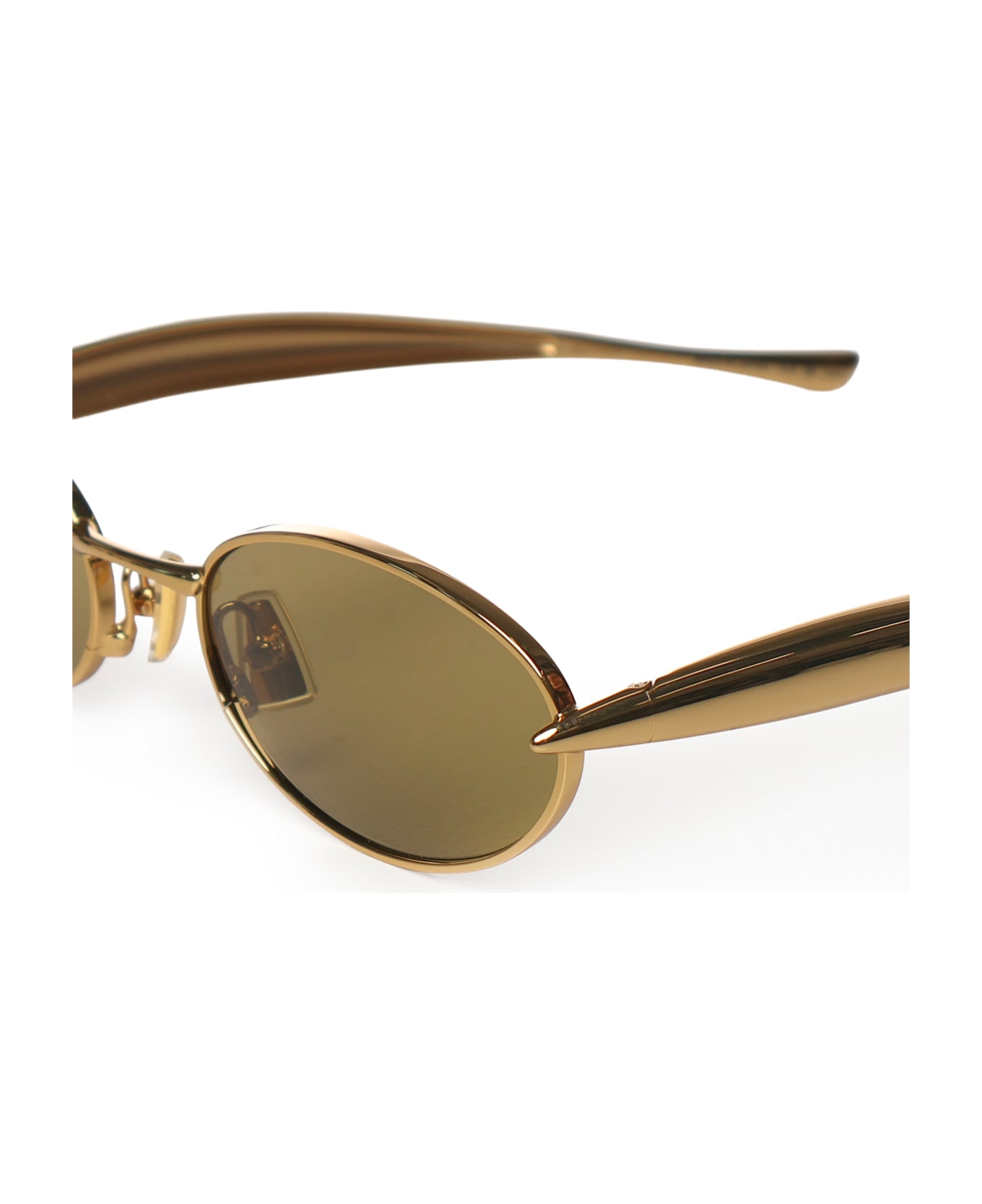 Bottega Veneta Sardine Oval Sunglasses - Gold gold green