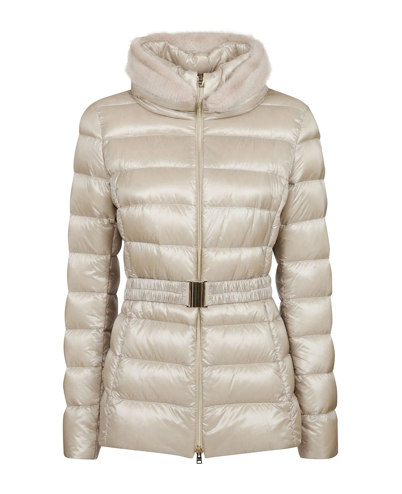 Herno High Neck Belted Puffer Jacket - Chantilly