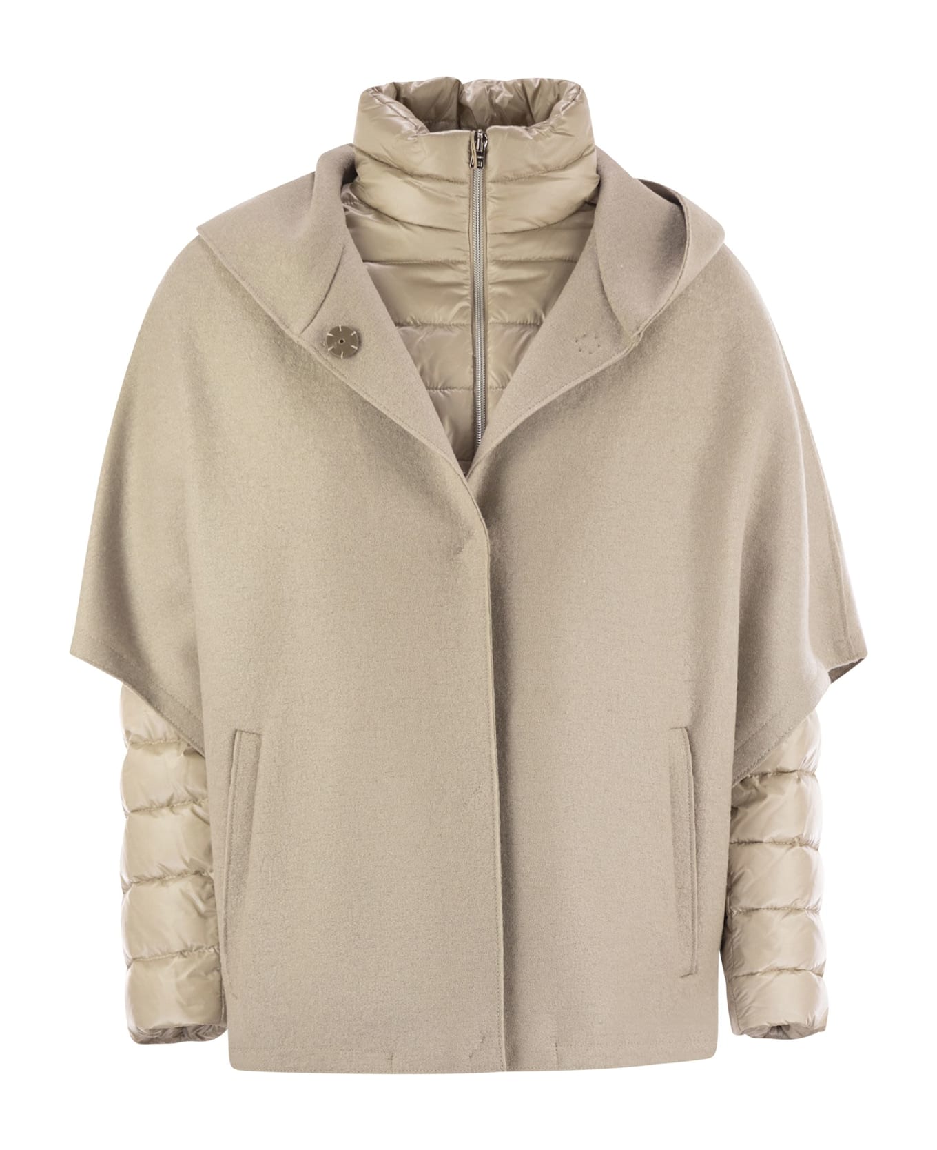 Herno Resort Hood In Ultralight Wool And Nylon - Beige