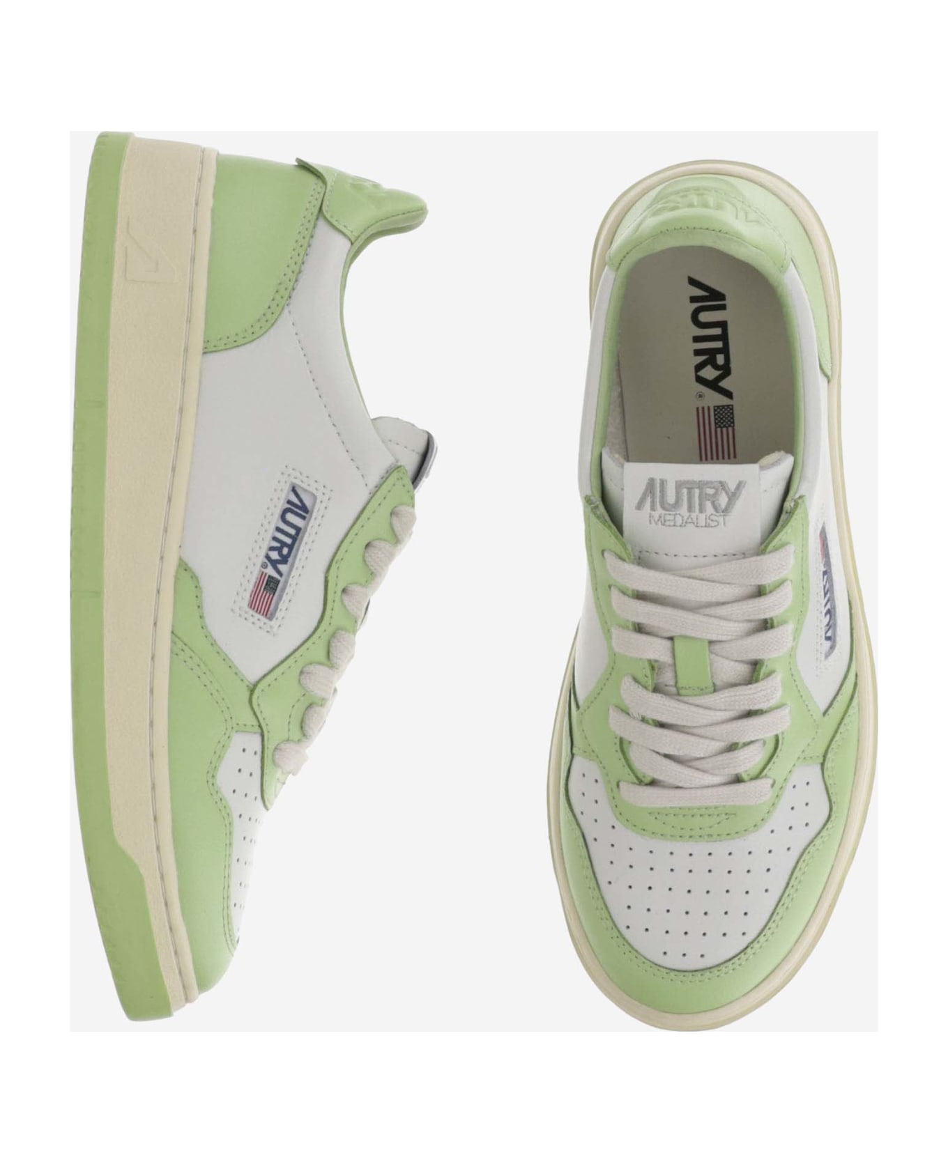 Autry Medalist Low Sneakers - WHT/SNAP GRN