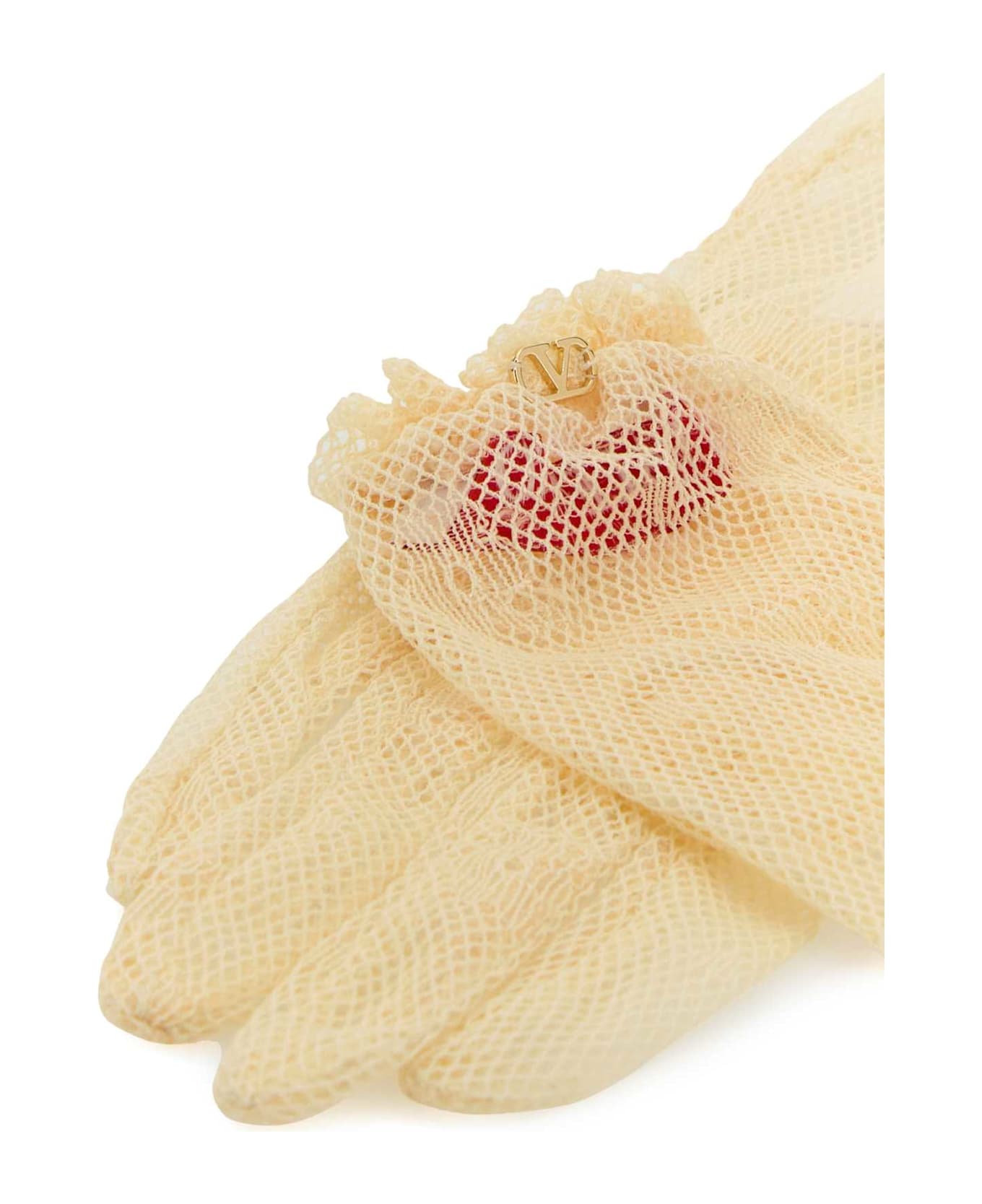 Valentino Garavani Cream Mesh Gloves - BURROORO