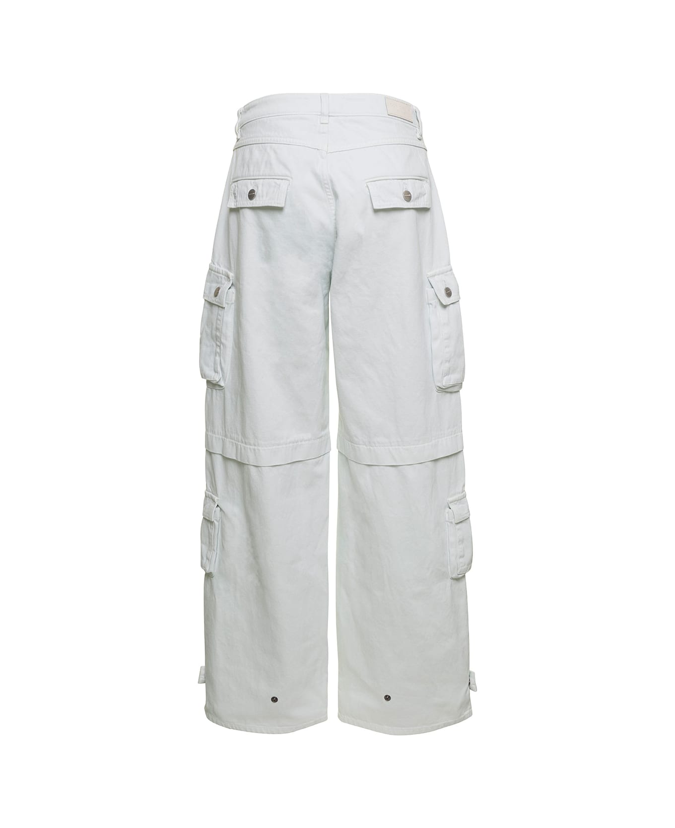 Icon Denim 'rosalia' White Low Waisted Cargo Jeans With Patch Pockets In Cotton Denim Woman - White