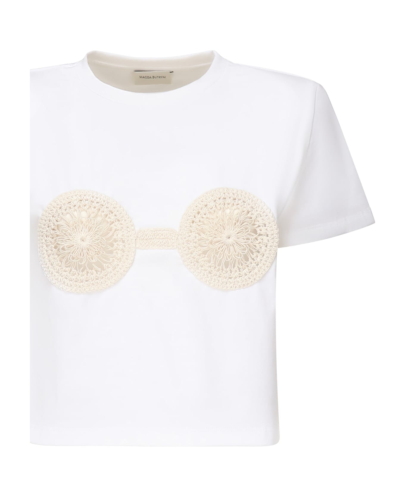 Magda Butrym Cropped T-shirt With Crochet Bra - White