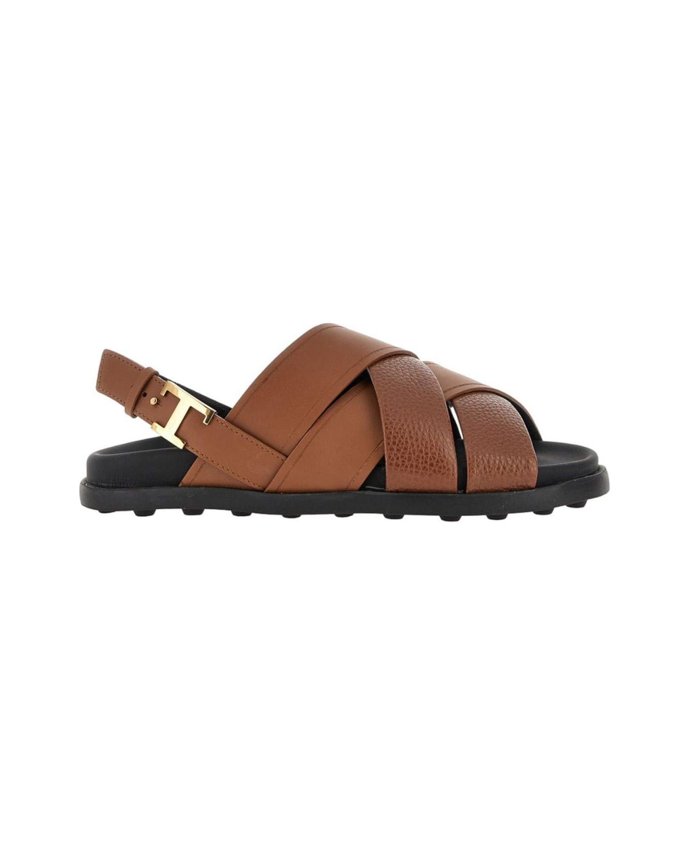 Tod's Logo-buckle Interwoven Strap Sandals - Brown