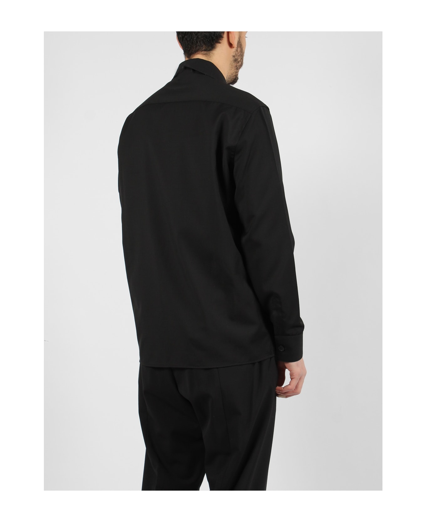 Low Brand Tropical Wool Shirt Jacket - Black シャツ