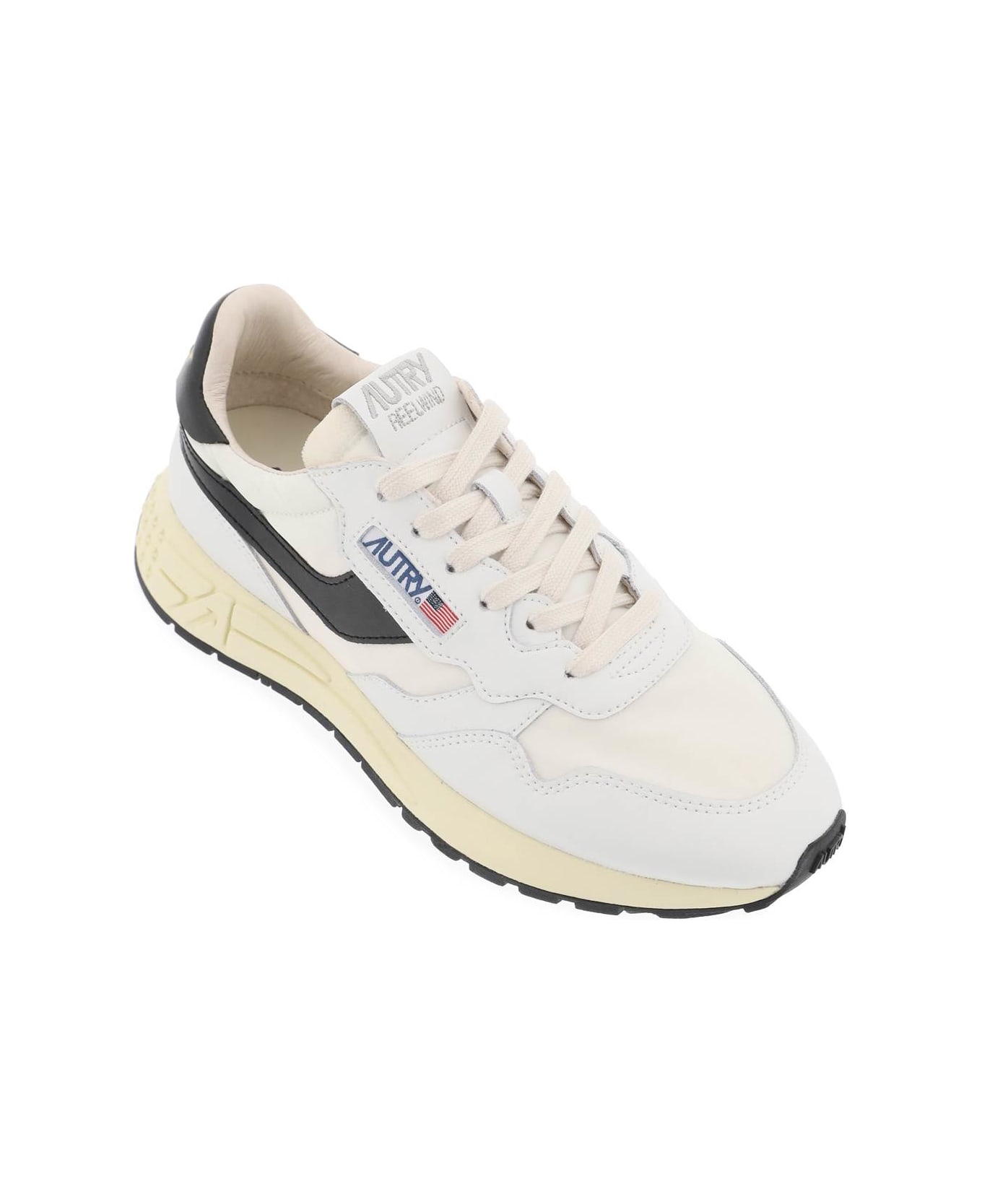 Autry Low-cut Nylon And Leather Reelwind Sneakers - Bianco