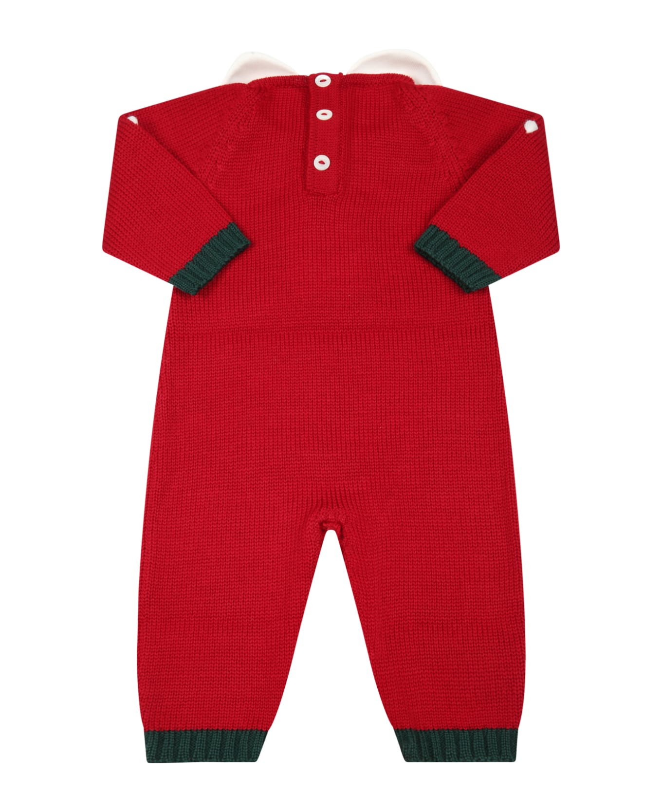 La stupenderia Red Jumpusit For Babykids With Christmas Detail - Red