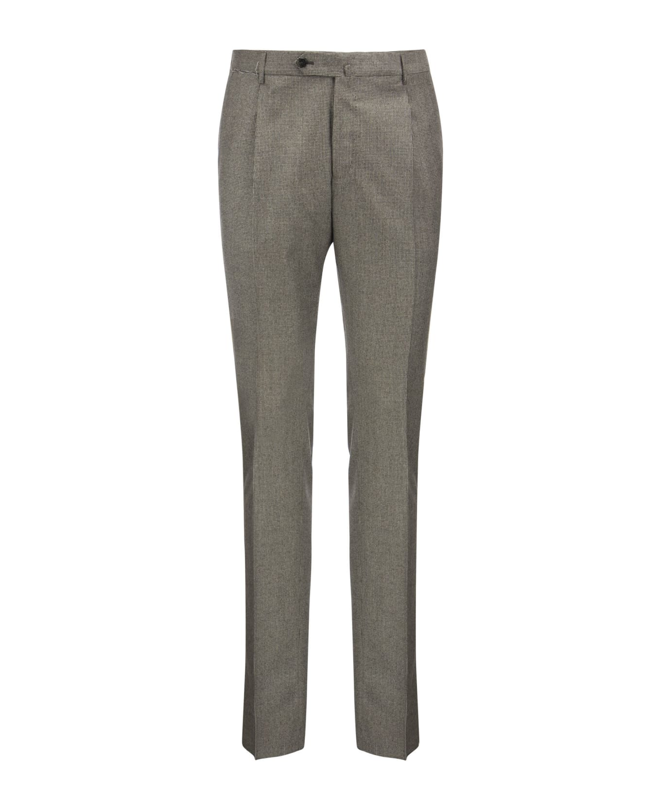 PT Torino Super Slim Pied De Poule Wool Trousers - Grey