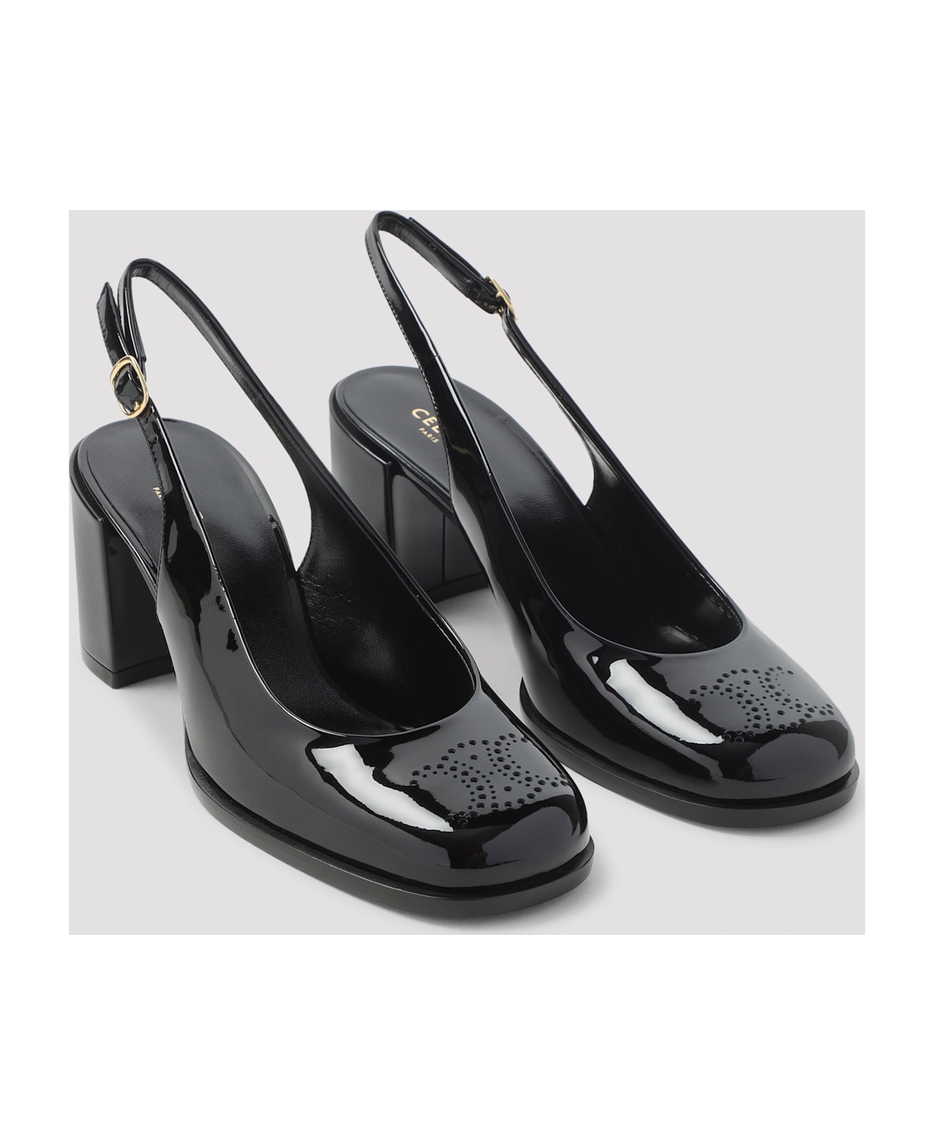 Celine Perforated Triomphe Slingback - No Black