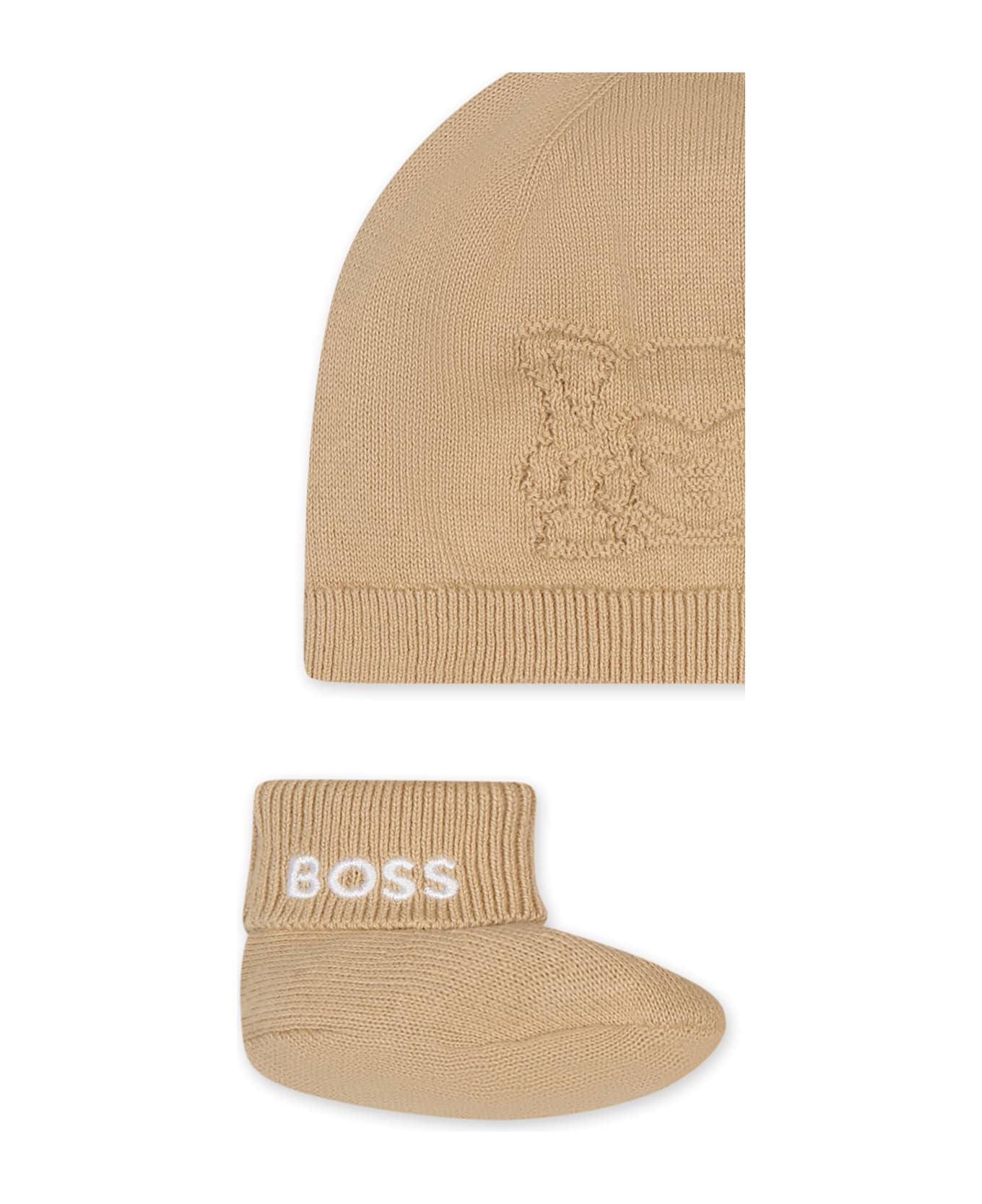 Hugo Boss Beige Accessory Set For Baby Boy With Logo - Beige